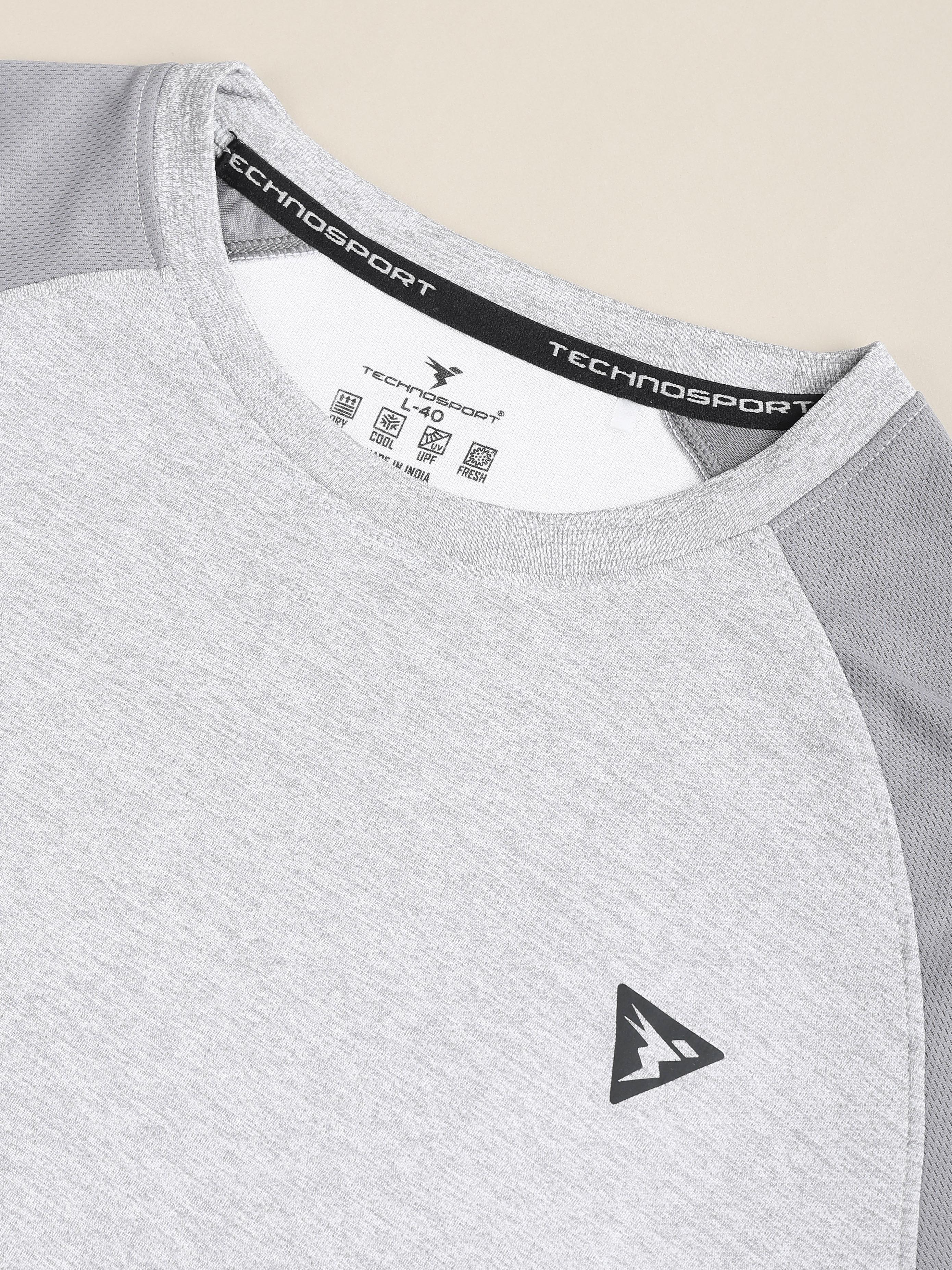 Men Solid Slim Fit Crew Neck T-shirt with DOUBLE COOL - Image 9