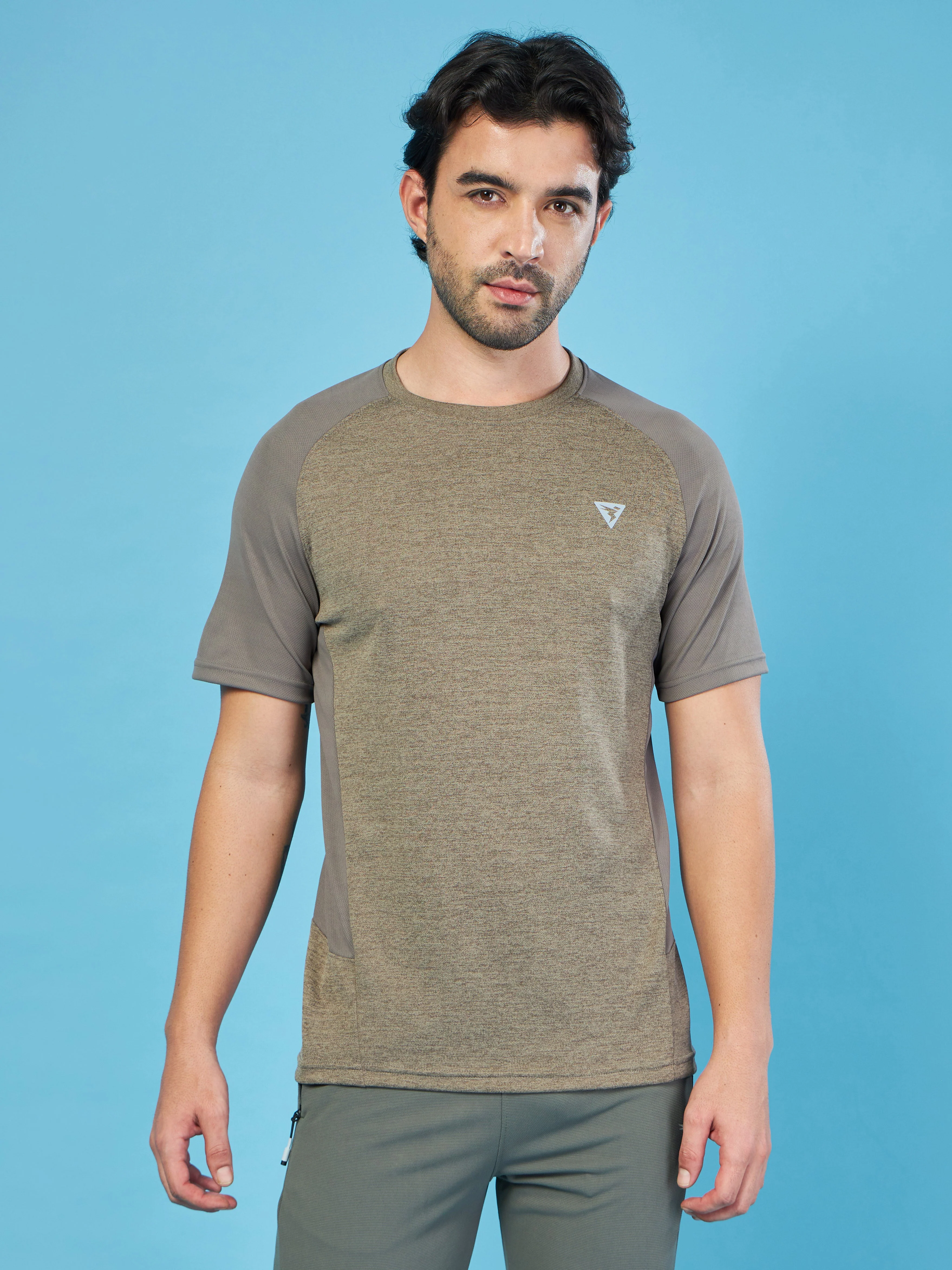 Men Solid Slim Fit Crew Neck T-shirt with DOUBLE COOL - Image 3