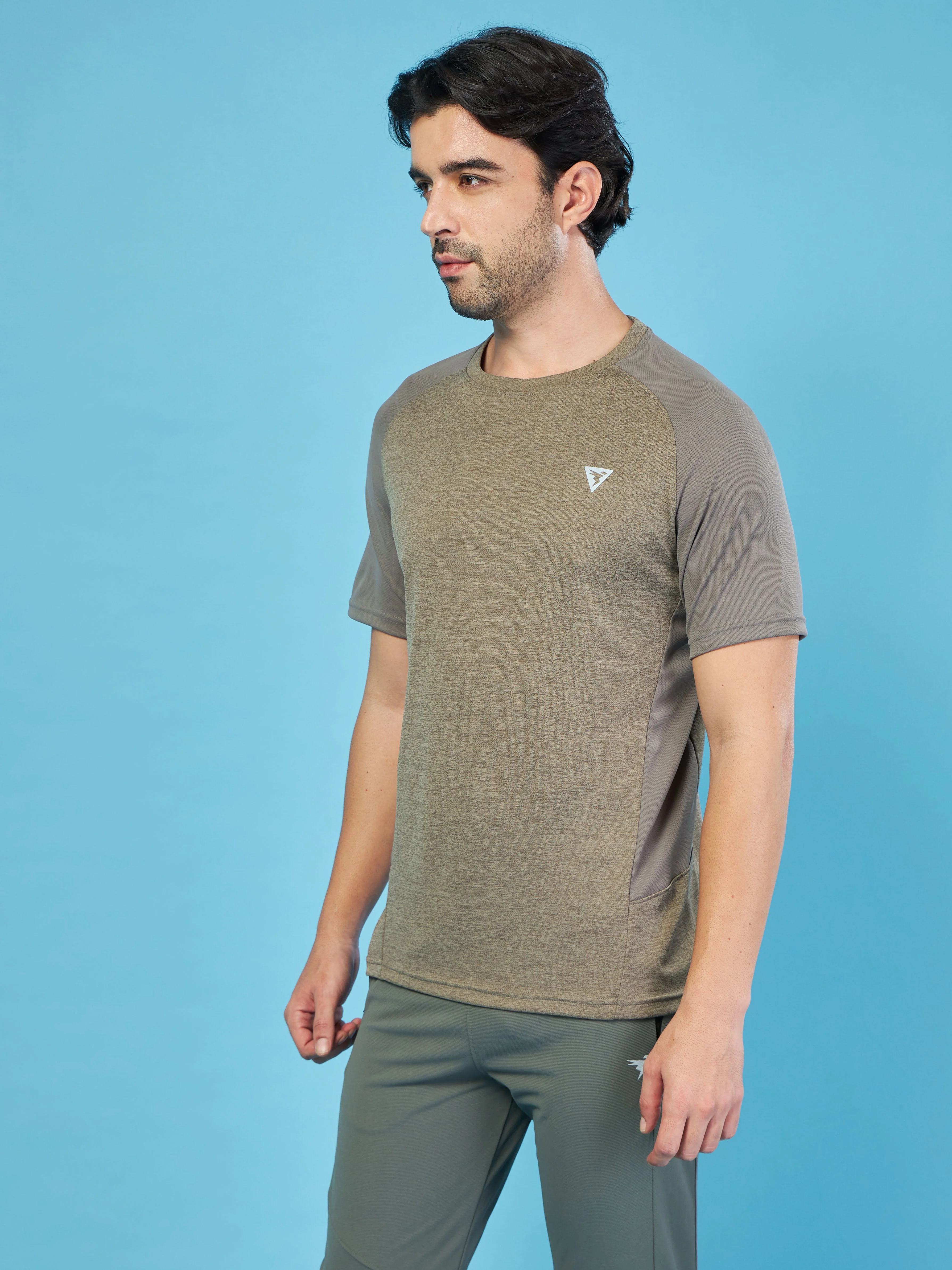 Men Solid Slim Fit Crew Neck T-shirt with DOUBLE COOL - Image 4