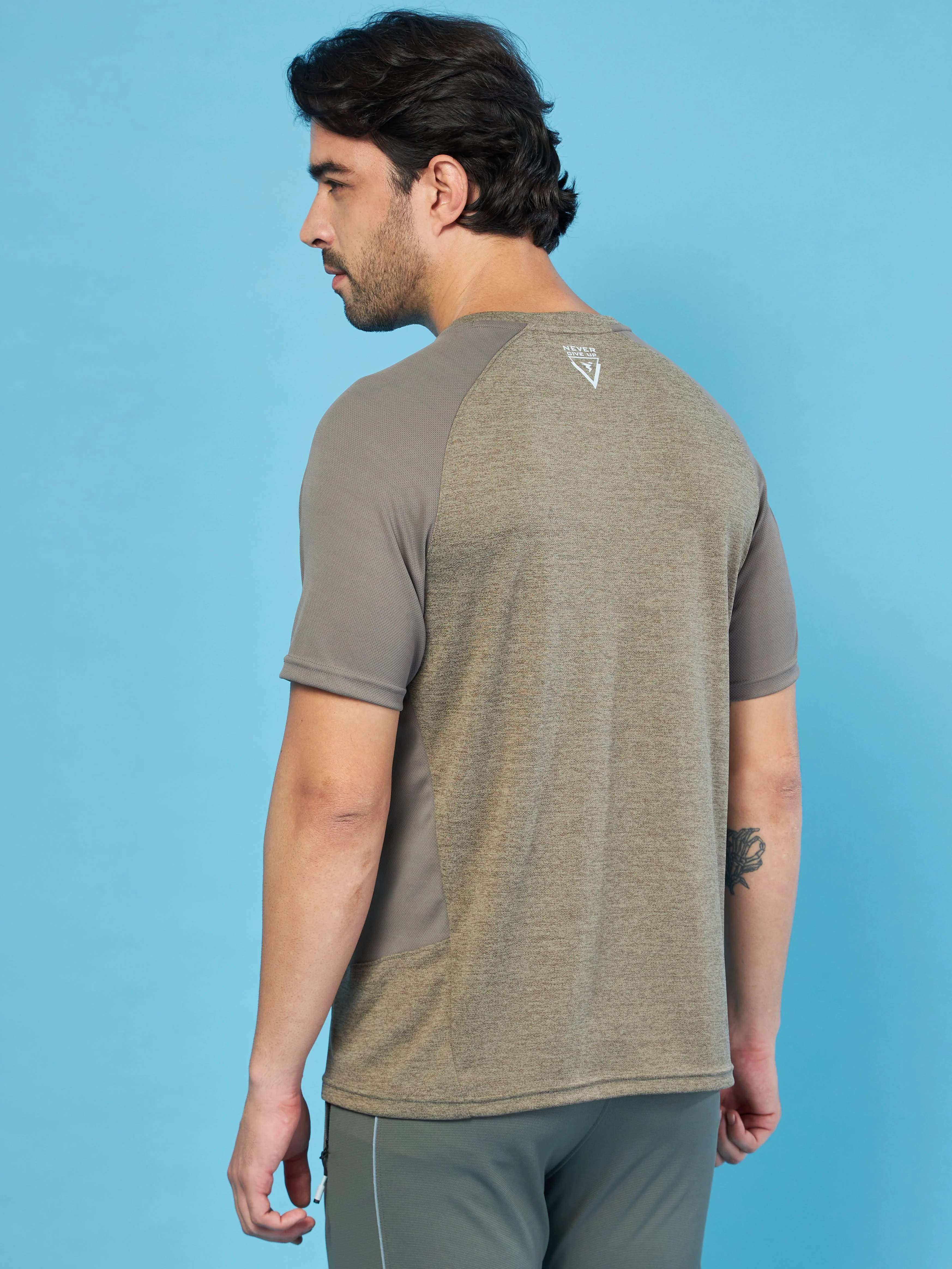 Men Solid Slim Fit Crew Neck T-shirt with DOUBLE COOL - Image 5