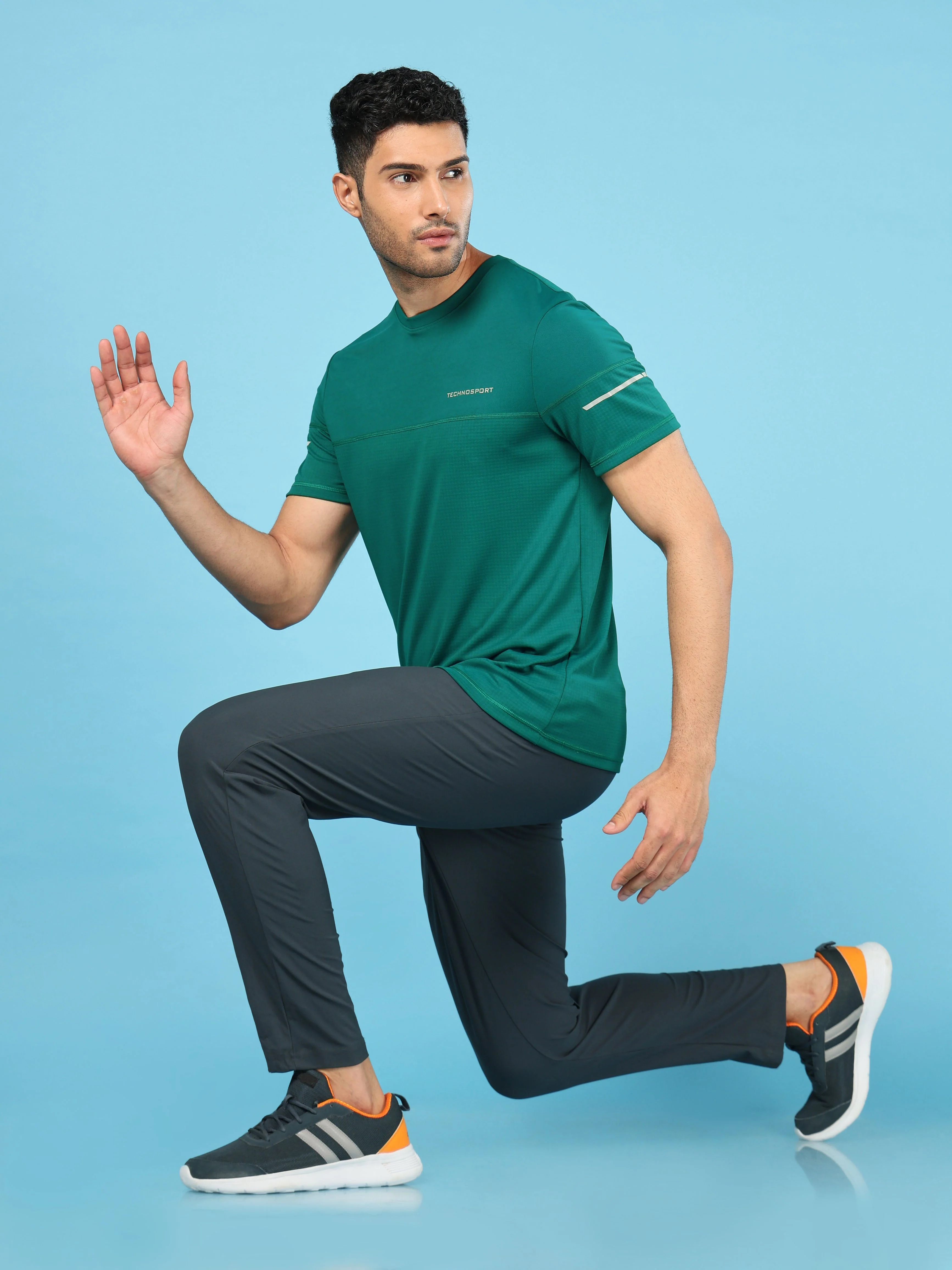 Men Solid Slim Fit Crew Neck T-shirt with DOUBLE COOL - Image 5