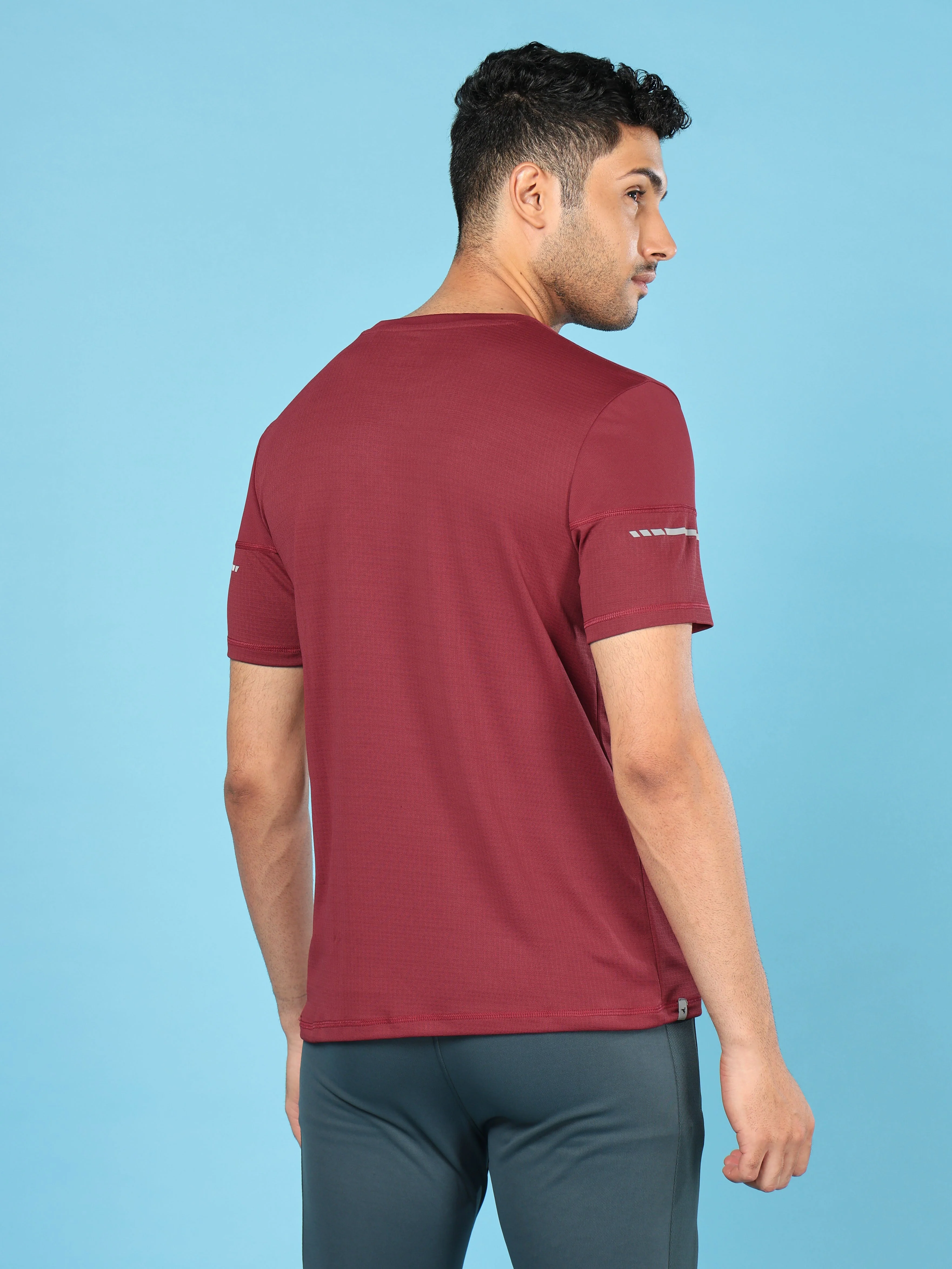 Men Solid Slim Fit Crew Neck T-shirt with DOUBLE COOL - Image 3
