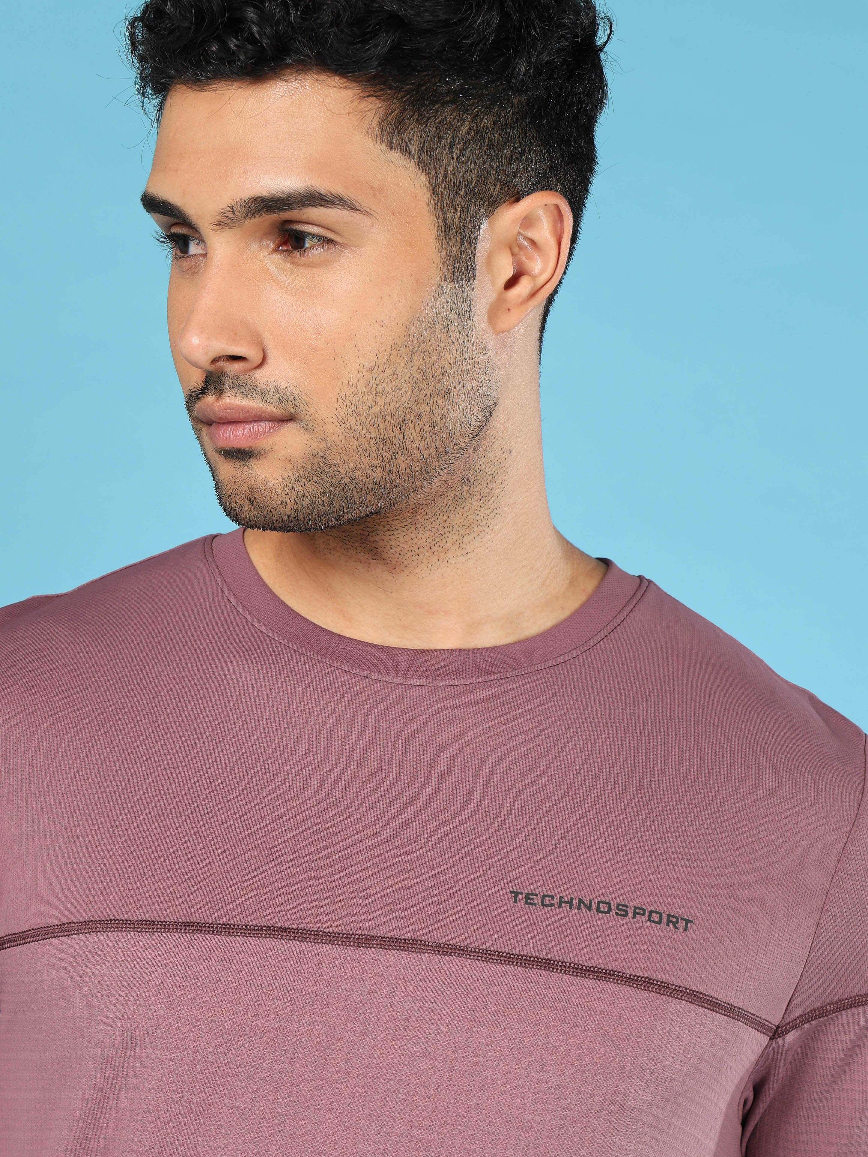 Men Solid Slim Fit Crew Neck T-shirt with DOUBLE COOL - Image 6