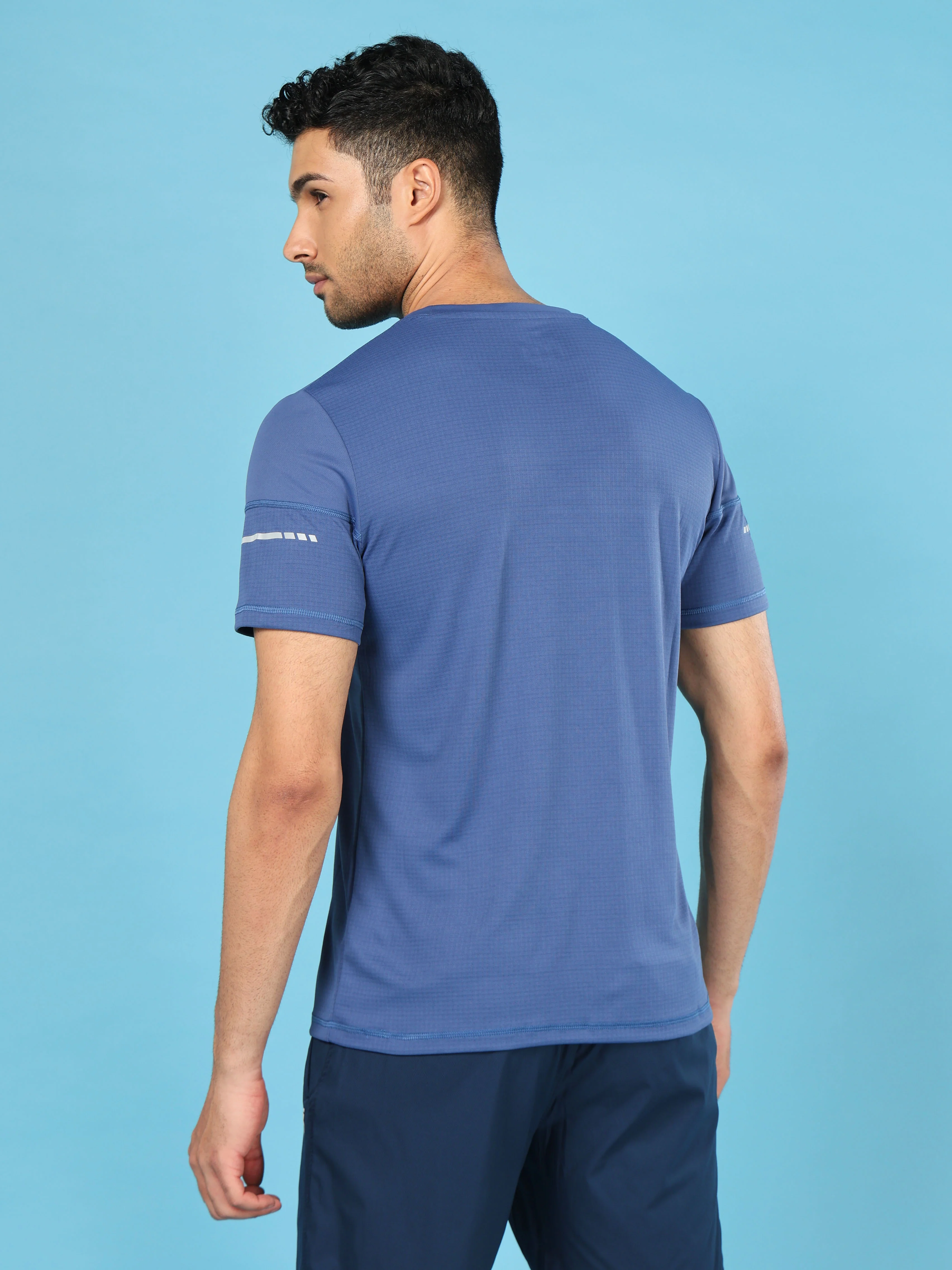 Men Solid Slim Fit Crew Neck T-shirt with DOUBLE COOL - Image 3