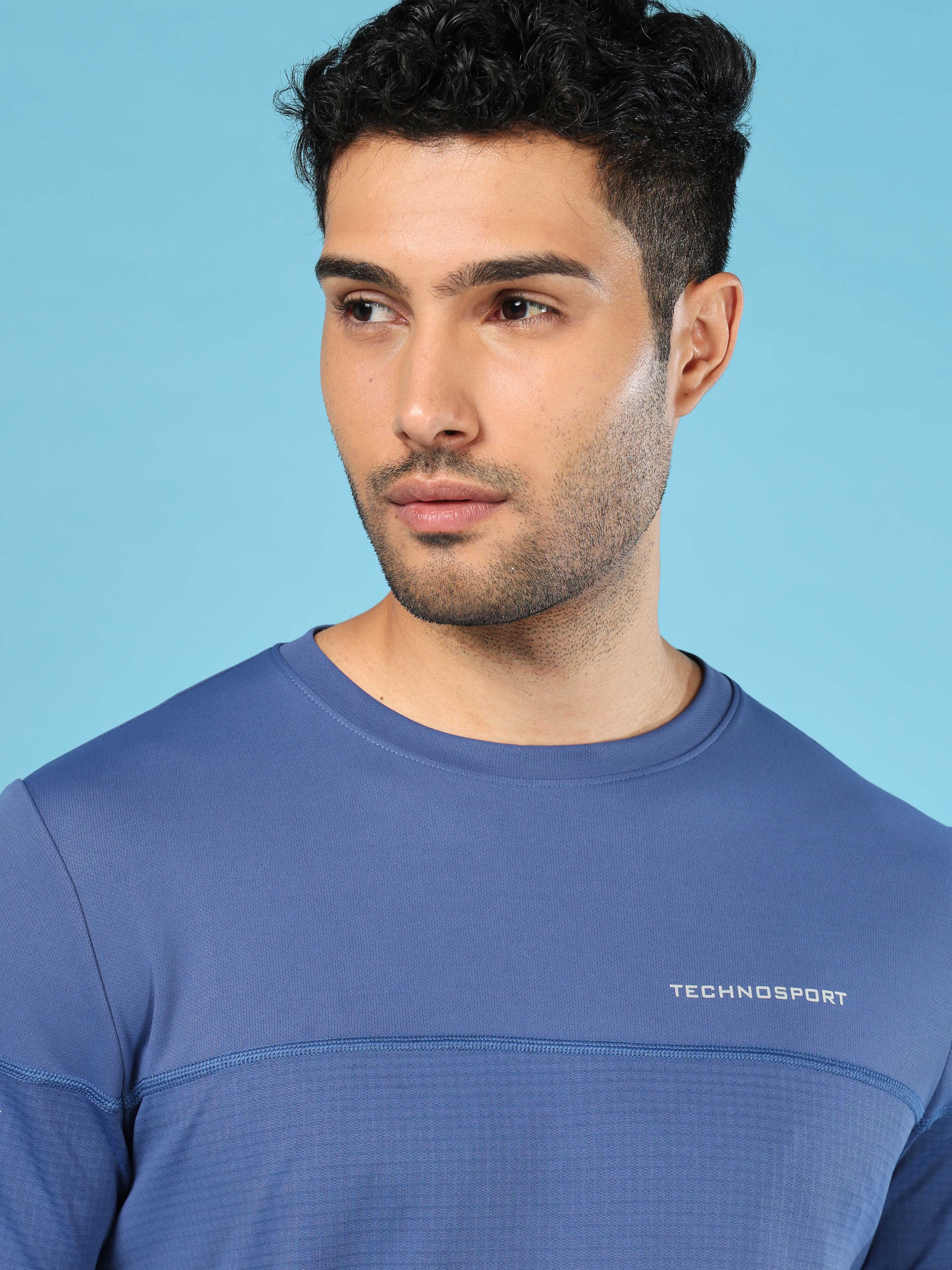 Men Solid Slim Fit Crew Neck T-shirt with DOUBLE COOL - Image 6