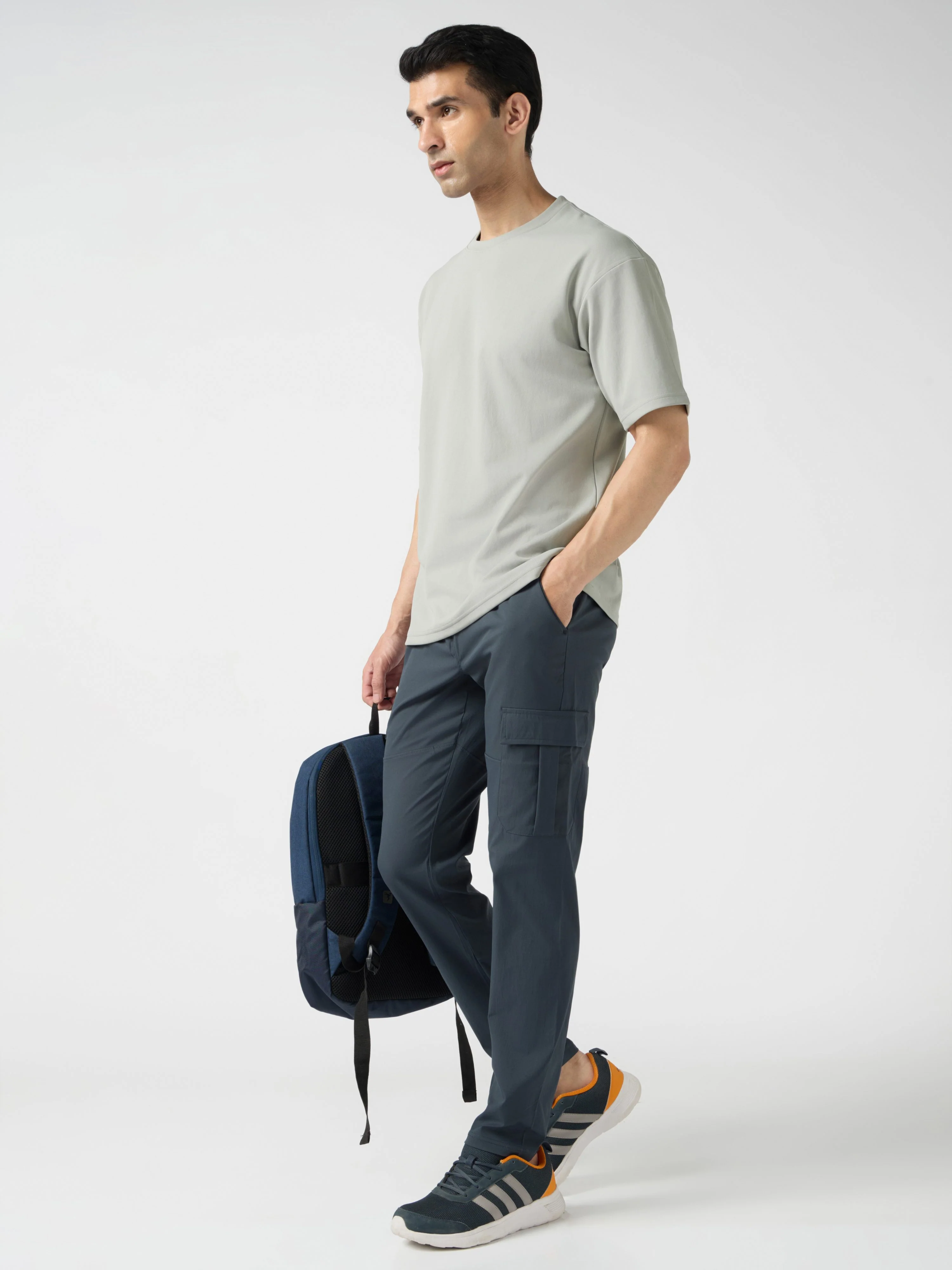 Men Solid  Oversized Crew Neck T-shirt with ELASTO PLUS - Image 6