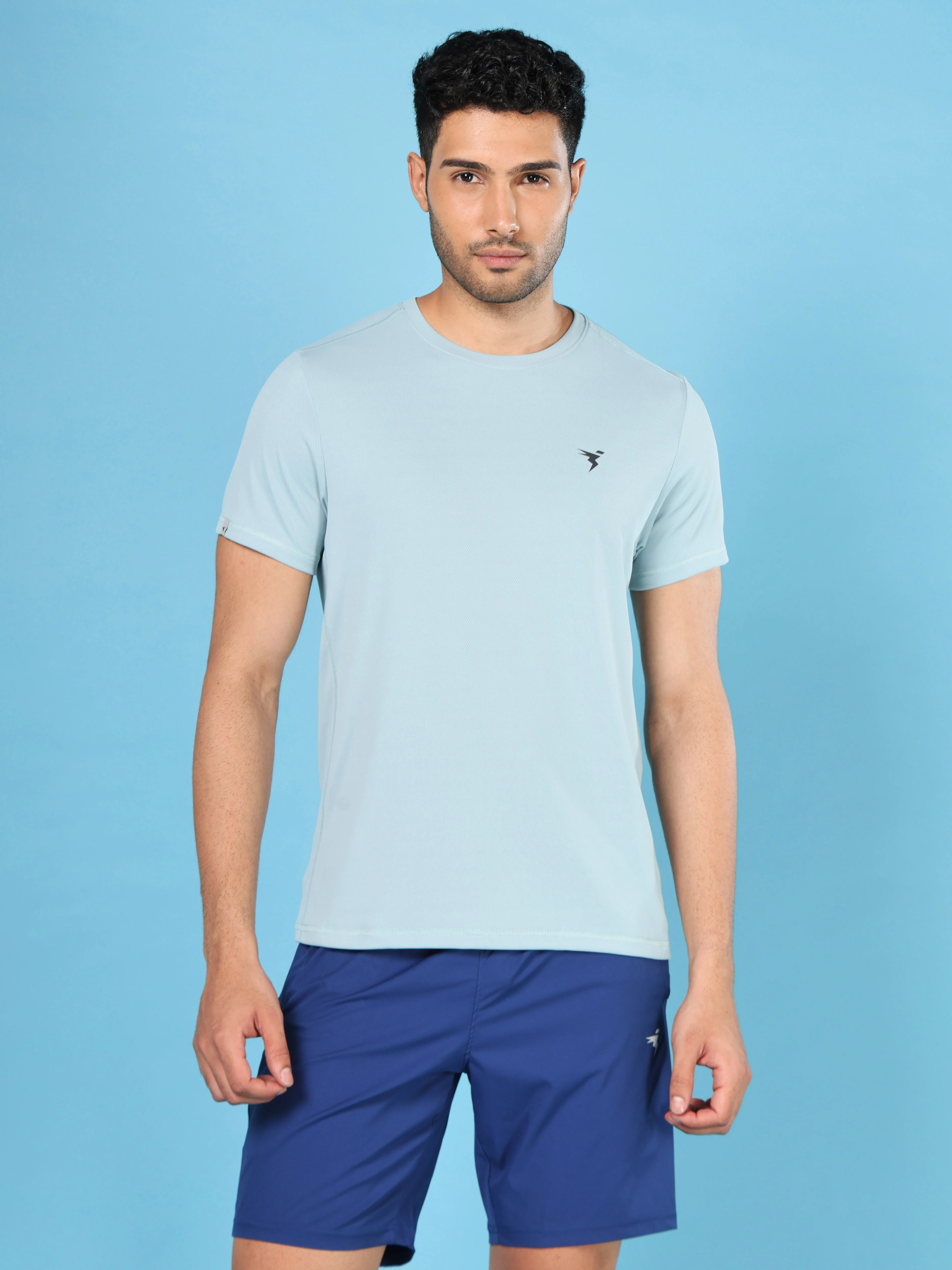 Men Solid Slim Fit Crew Neck T-shirt with TECHNO COOL+ - Image 2
