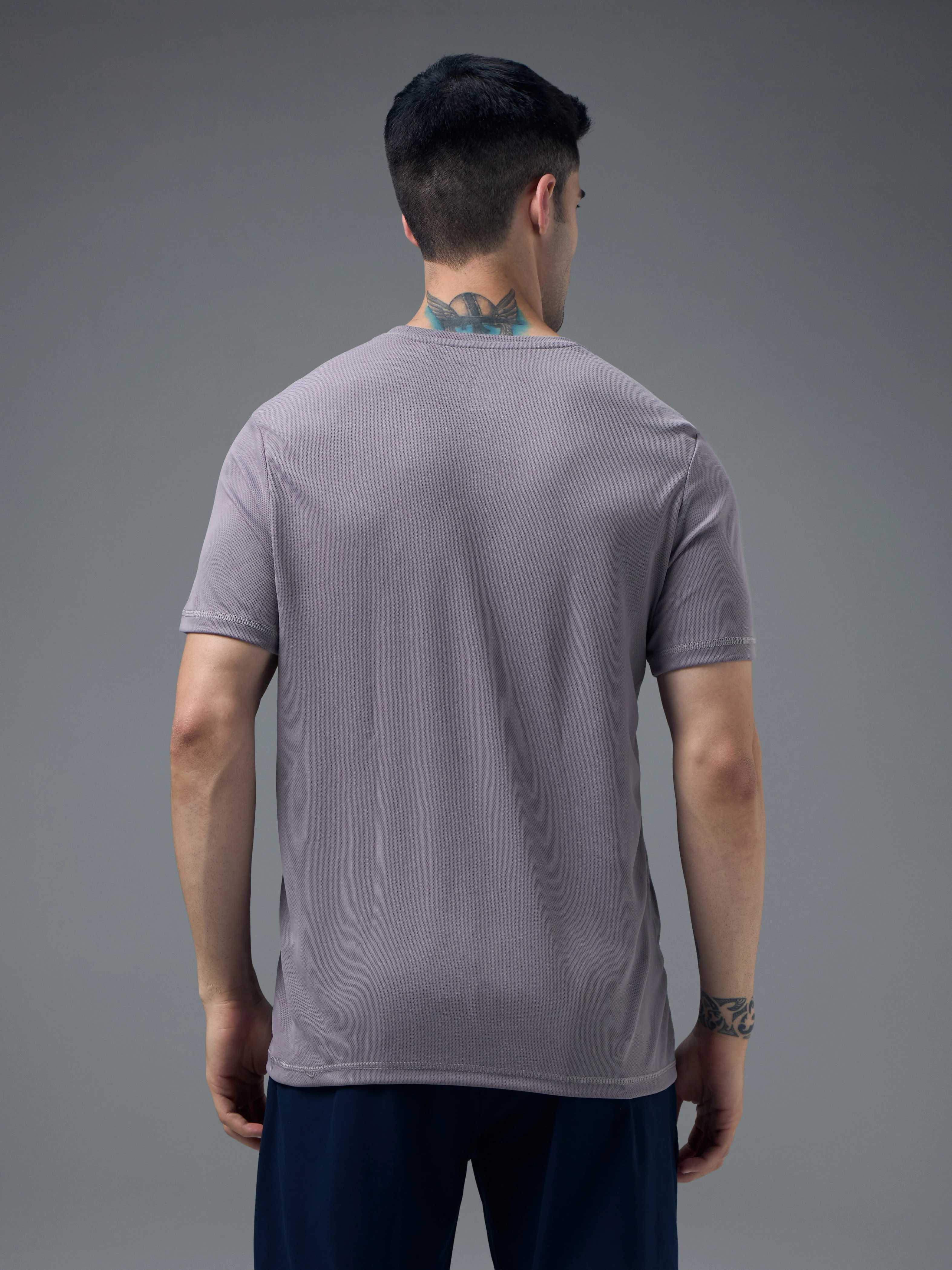 Men Solid Slim Fit Crew Neck T-shirt with TECHNO COOL+ - Image 3