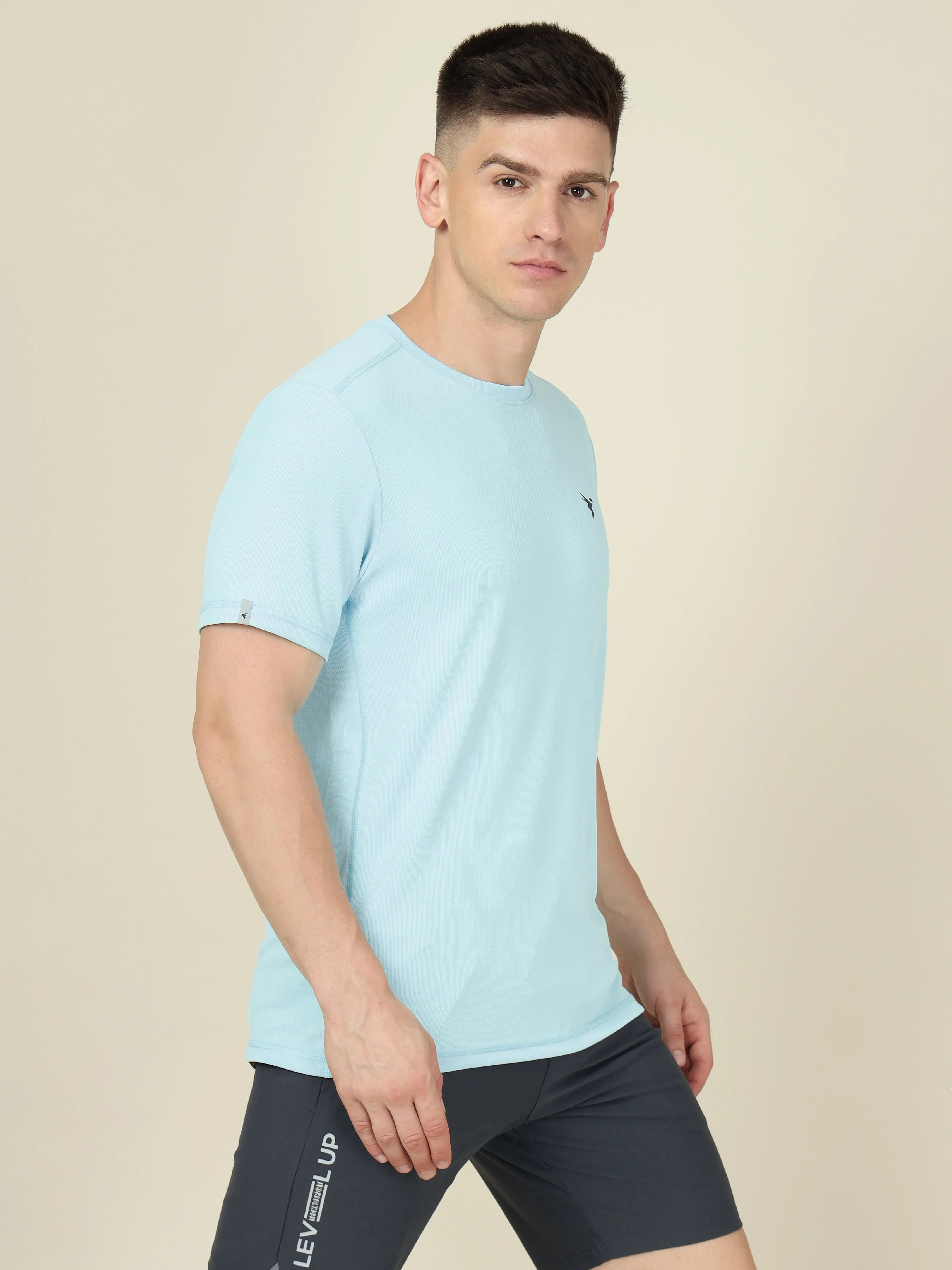 Men Solid Slim Fit Crew Neck T-shirt with TECHNO COOL+ - Image 5