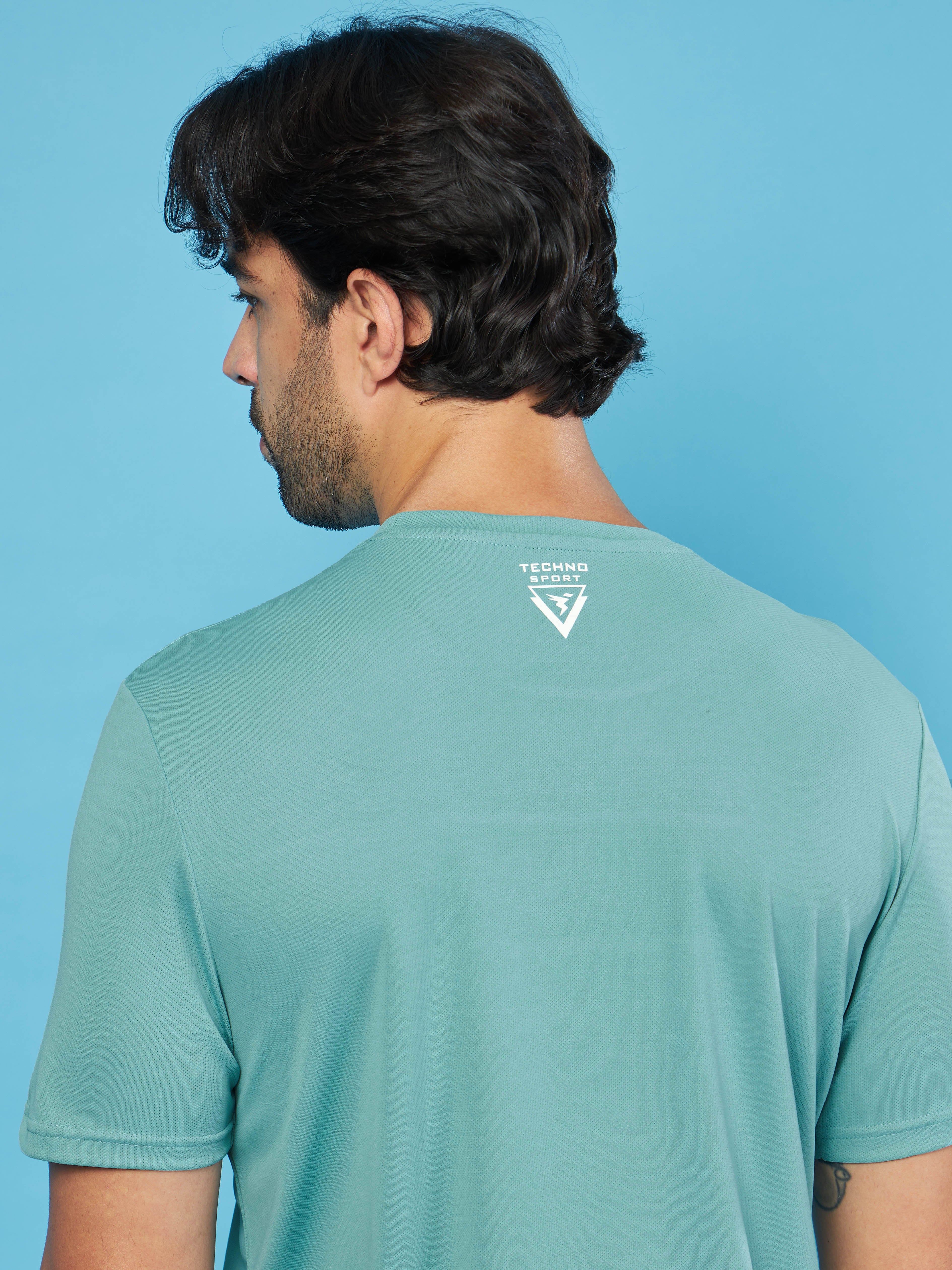 Men Solid Slim Fit Crew Neck T-shirt with TECHNO COOL+ - Image 6