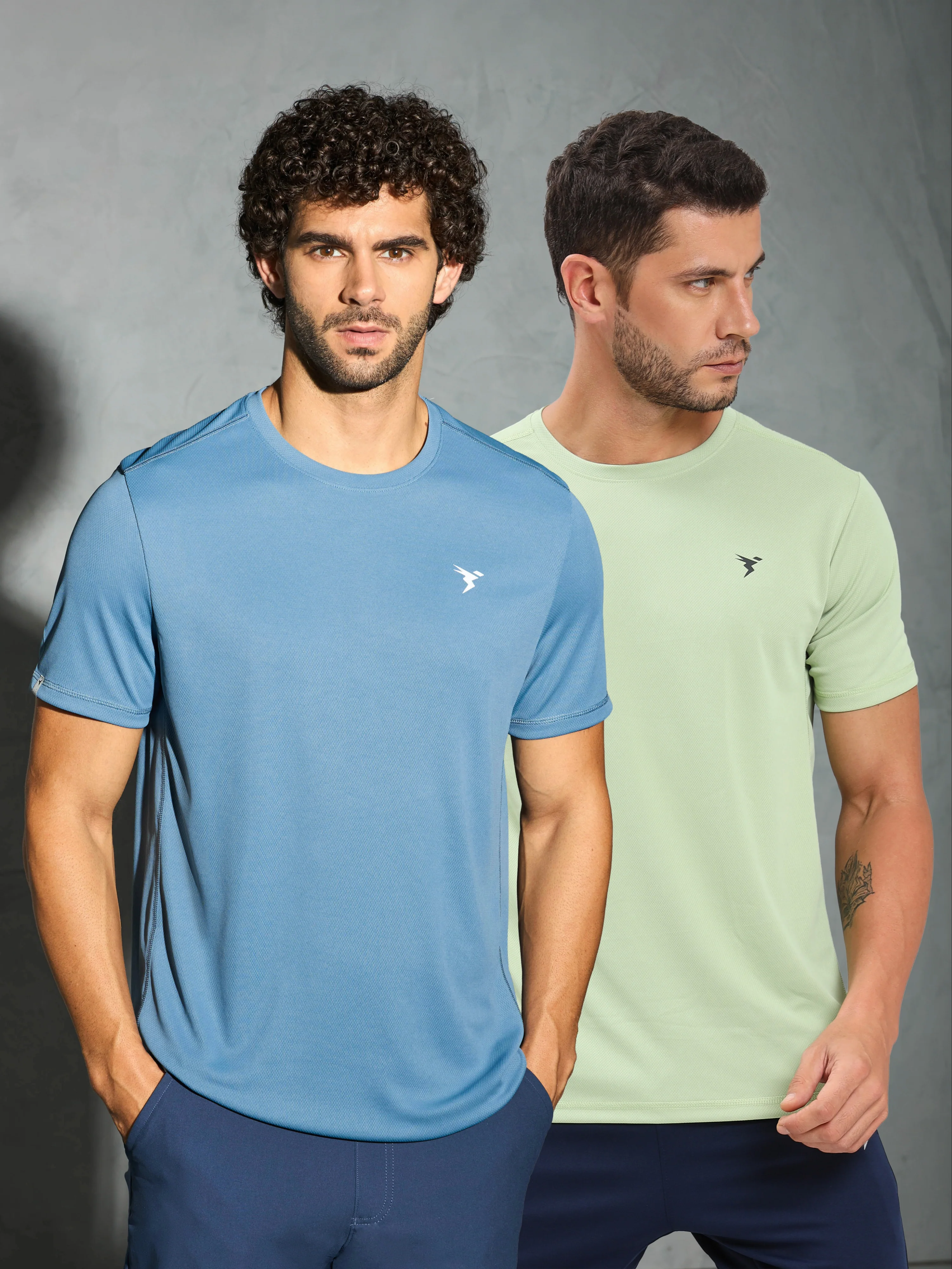 Men Solid Slim Fit Crew Neck T-shirt with TECHNO COOL+ (Pack of 2)