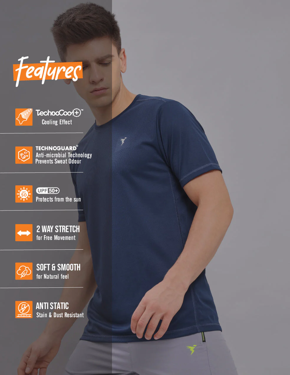 Men Solid Slim Fit Crew Neck T-shirt with TECHNO COOL+ (pack of 2) - Image 6