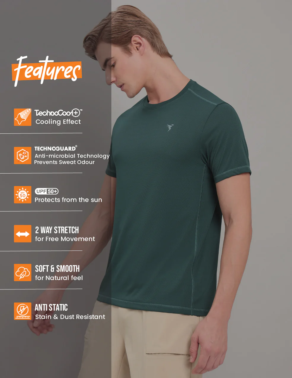 Men Solid Slim Fit Crew Neck T-shirt with TECHNO COOL+ (Pack of 2) - Image 4