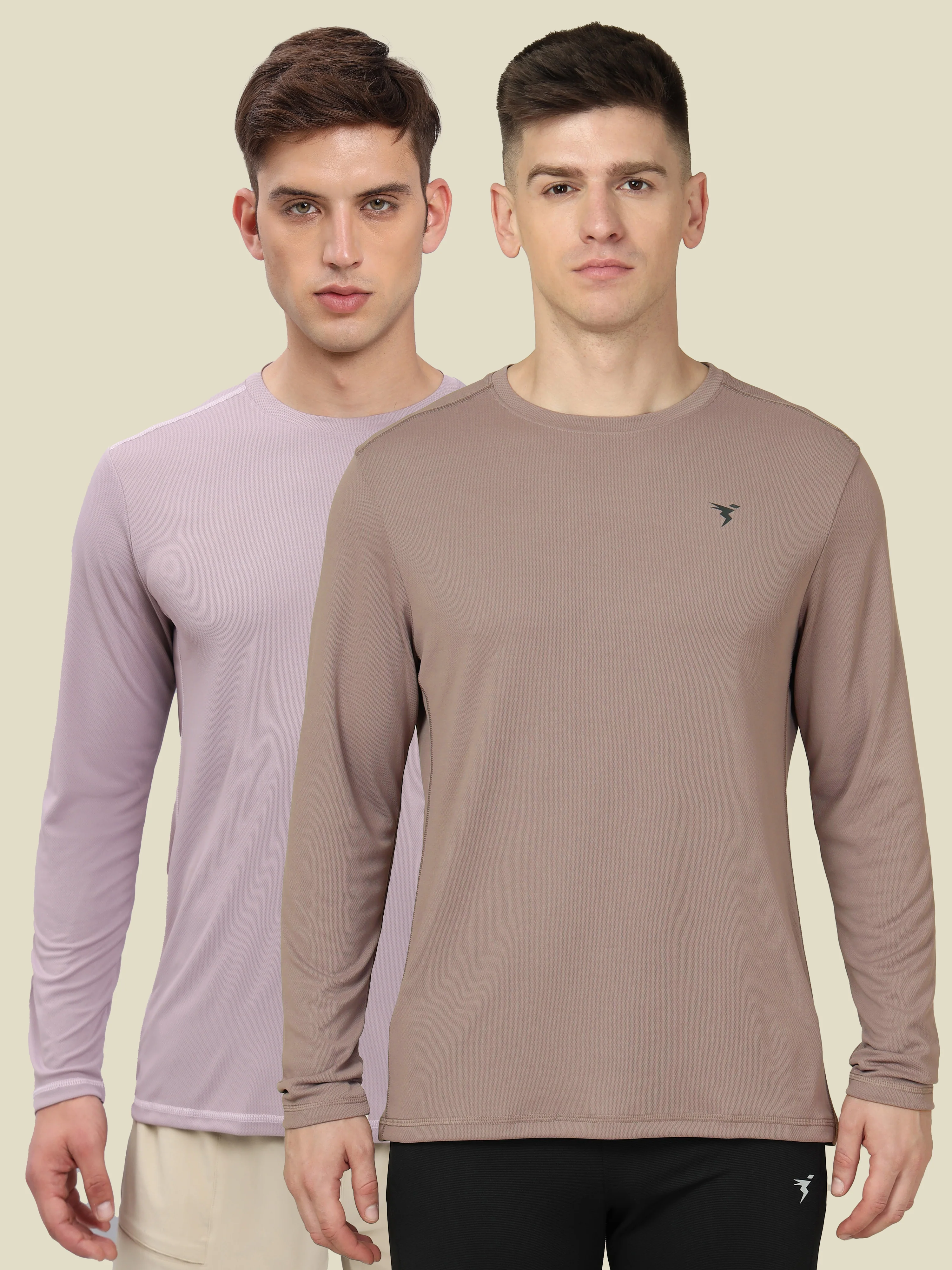 Men Solid Slim Fit Crew Neck T-shirt with TECHNO COOL+ (Pack of 2)