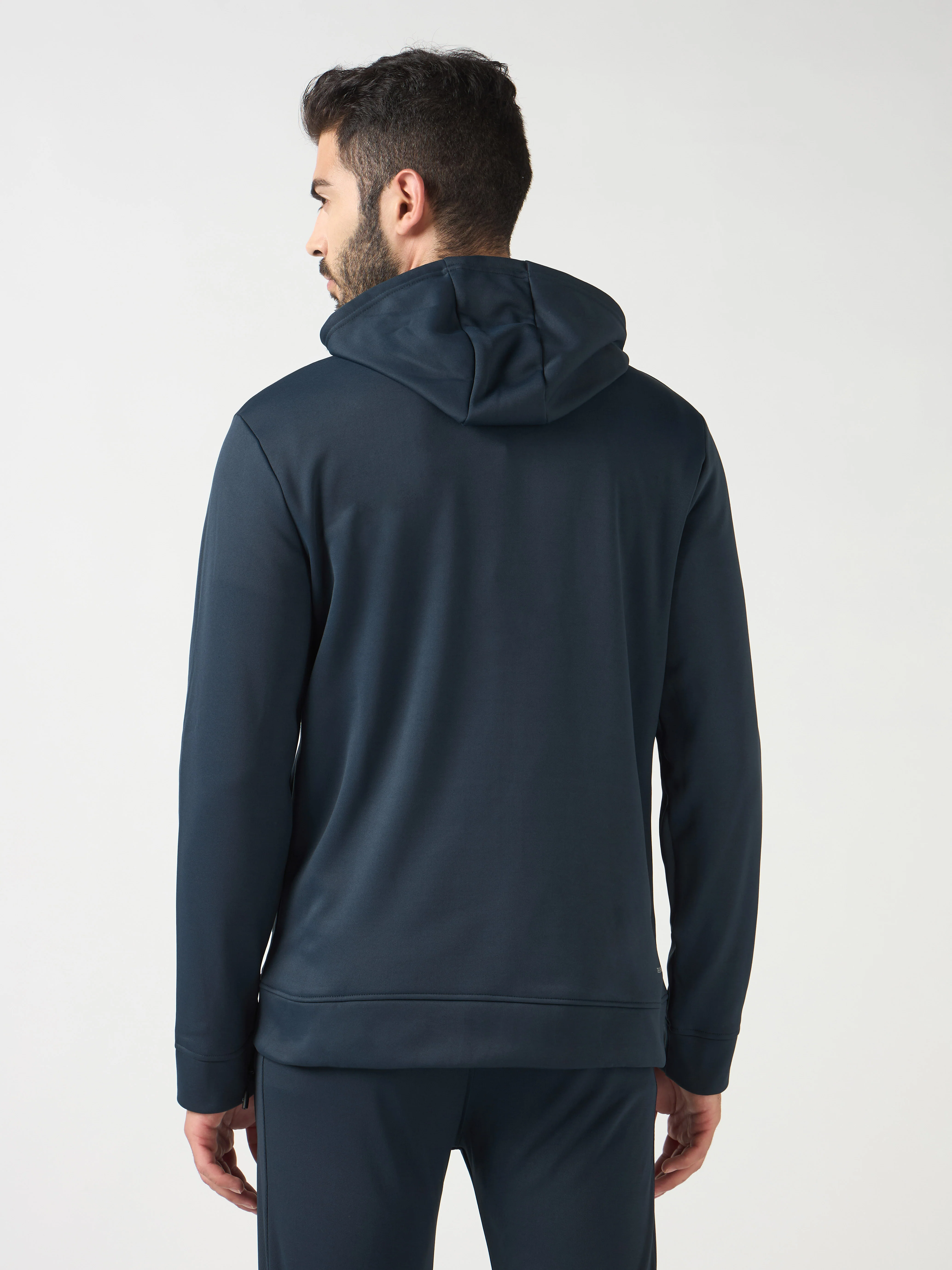Men Solid Slim Fit Hooded Jacket with TECHNOWARM+ - Image 3