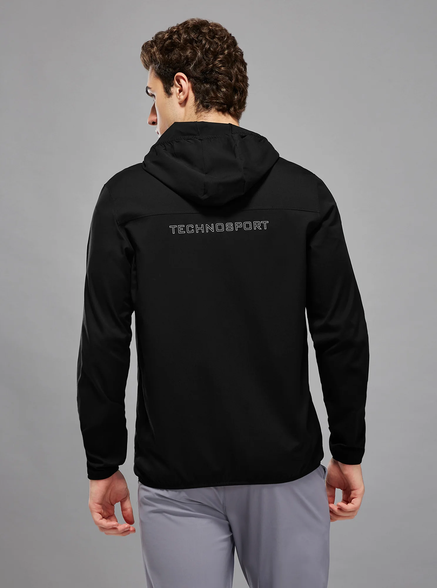 Men Solid Slim Fit Hooded Jacket with TS FLEXI - Image 3