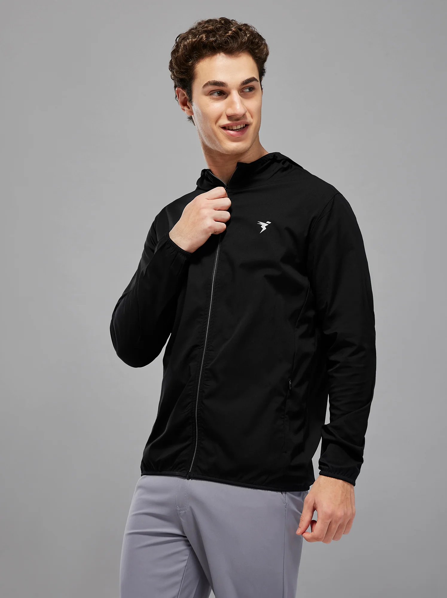Men Solid Slim Fit Hooded Jacket with TS FLEXI - Image 4