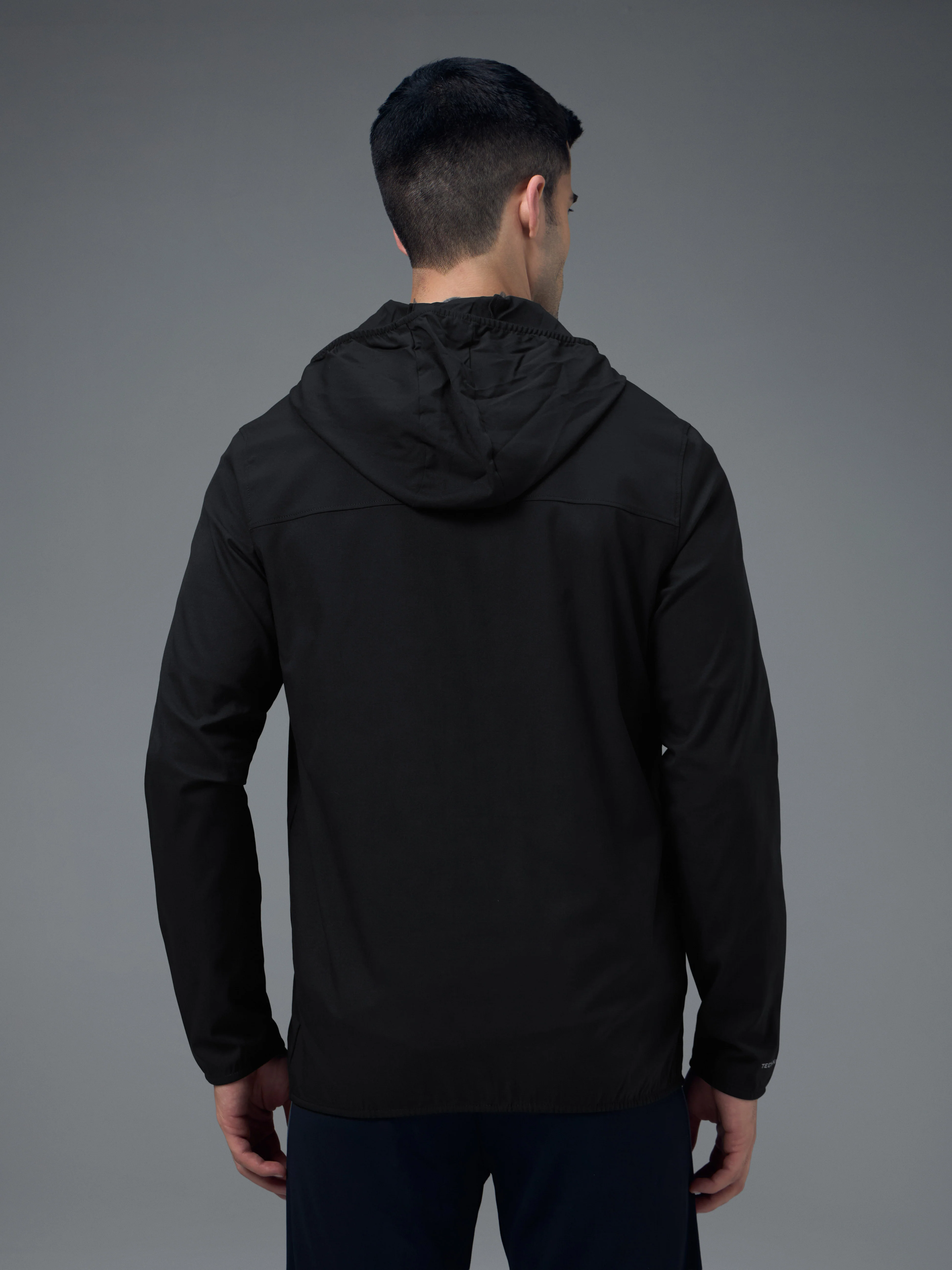 Men Solid Slim Fit Hooded Jacket with TS FLEXI - Image 2
