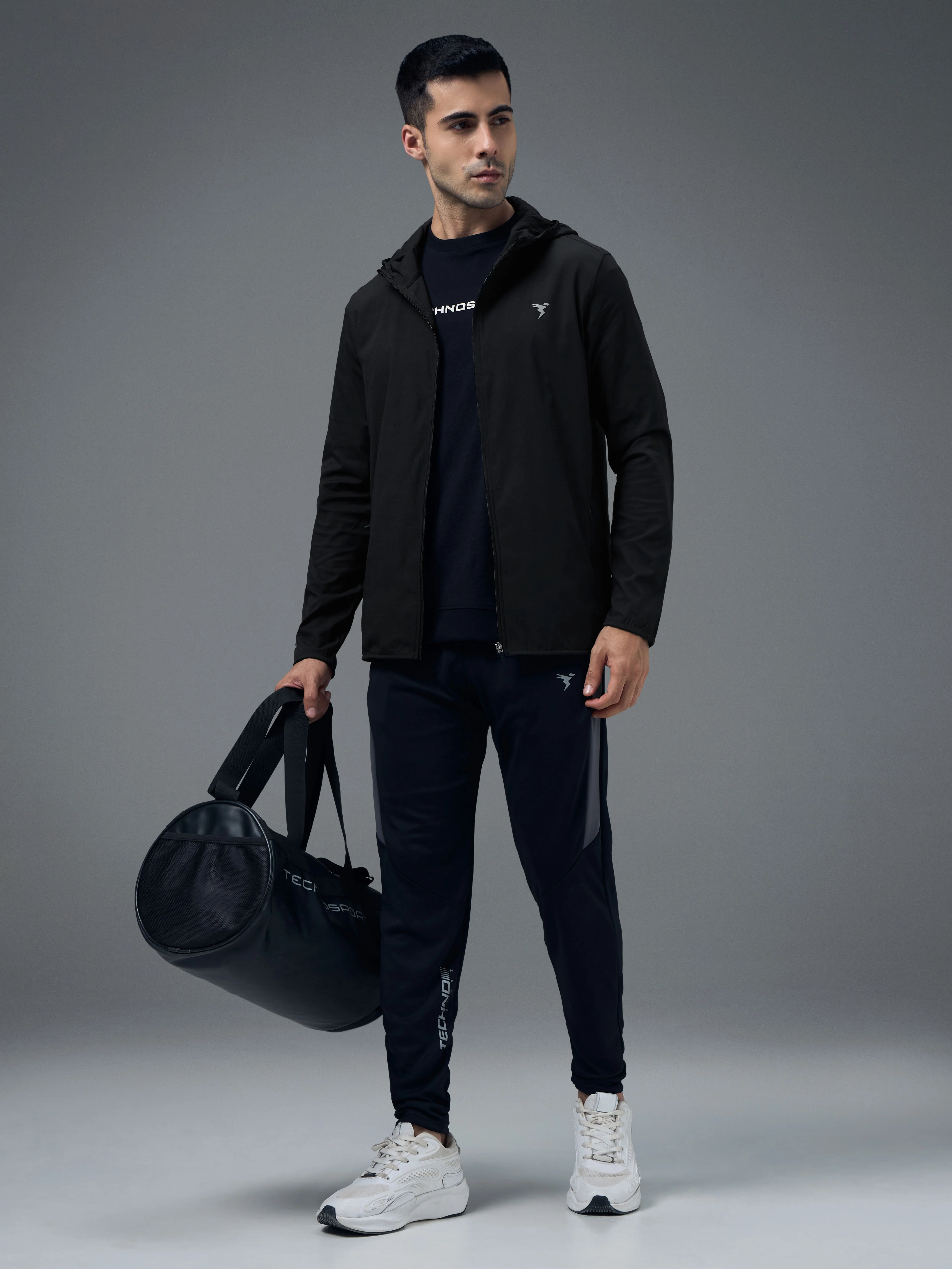 Men Solid Slim Fit Hooded Jacket with TS FLEXI - Image 4