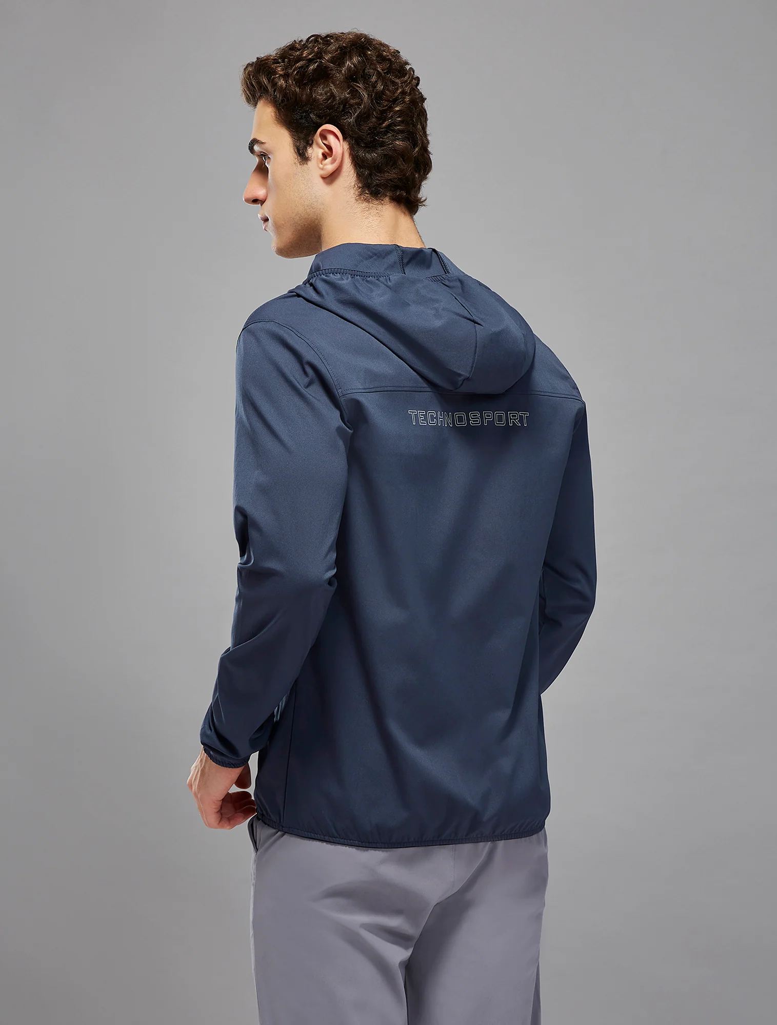 Men Solid Slim Fit Hooded Jacket with TS FLEXI - Image 3