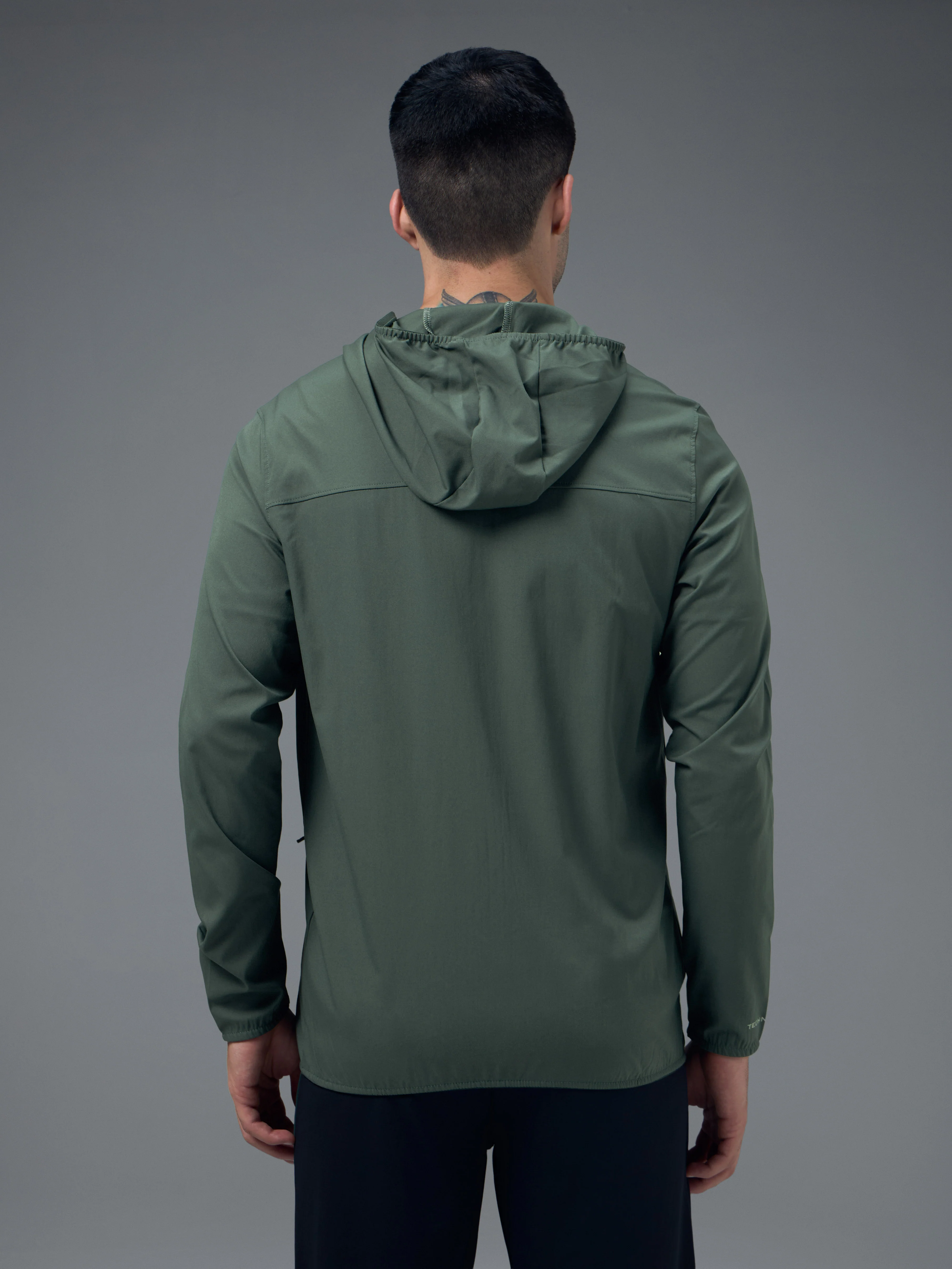 Men Solid Slim Fit Hooded Jacket with TS FLEXI - Image 3