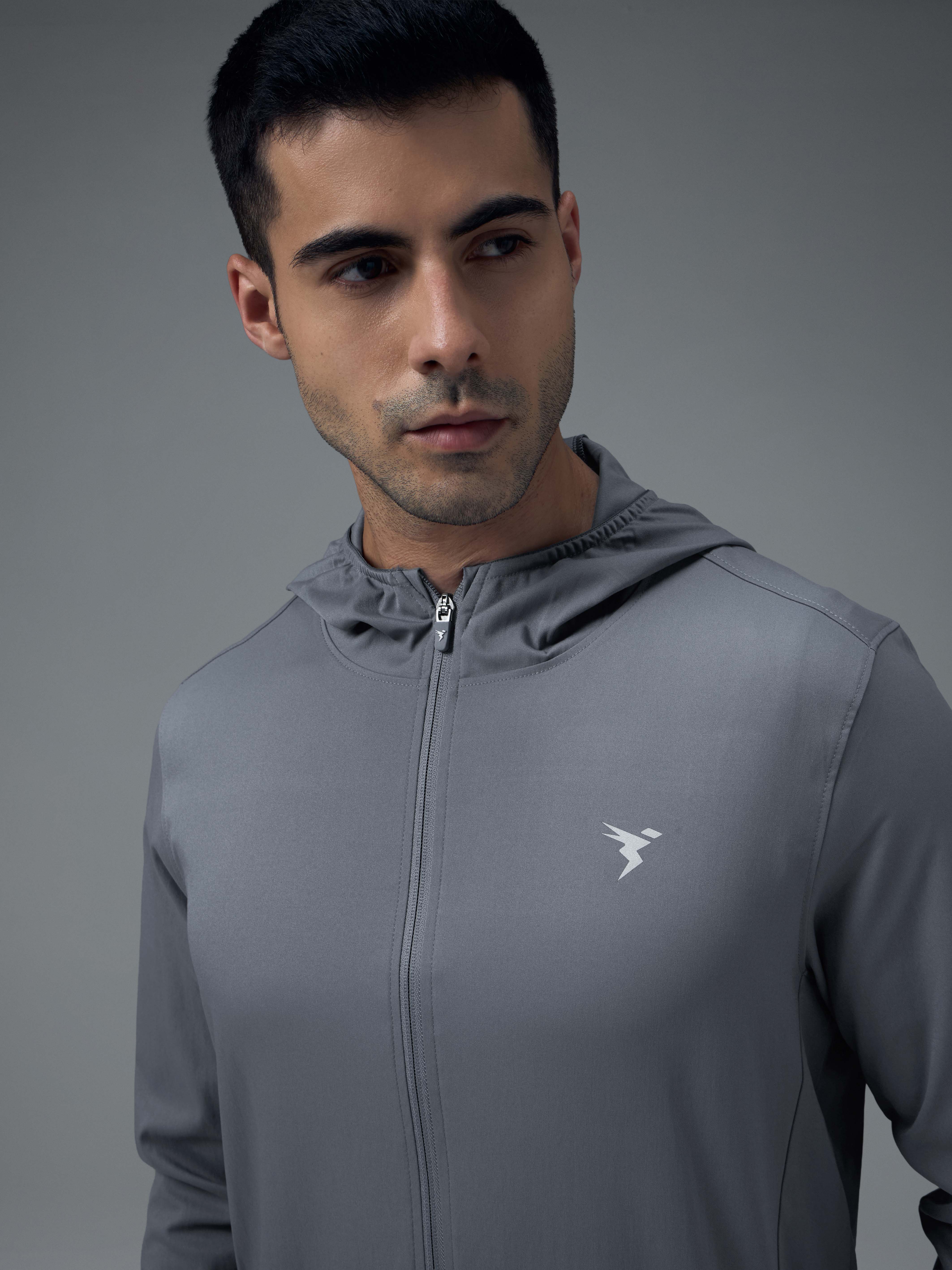 Men Solid Slim Fit Hooded Jacket with TS FLEXI - Image 5
