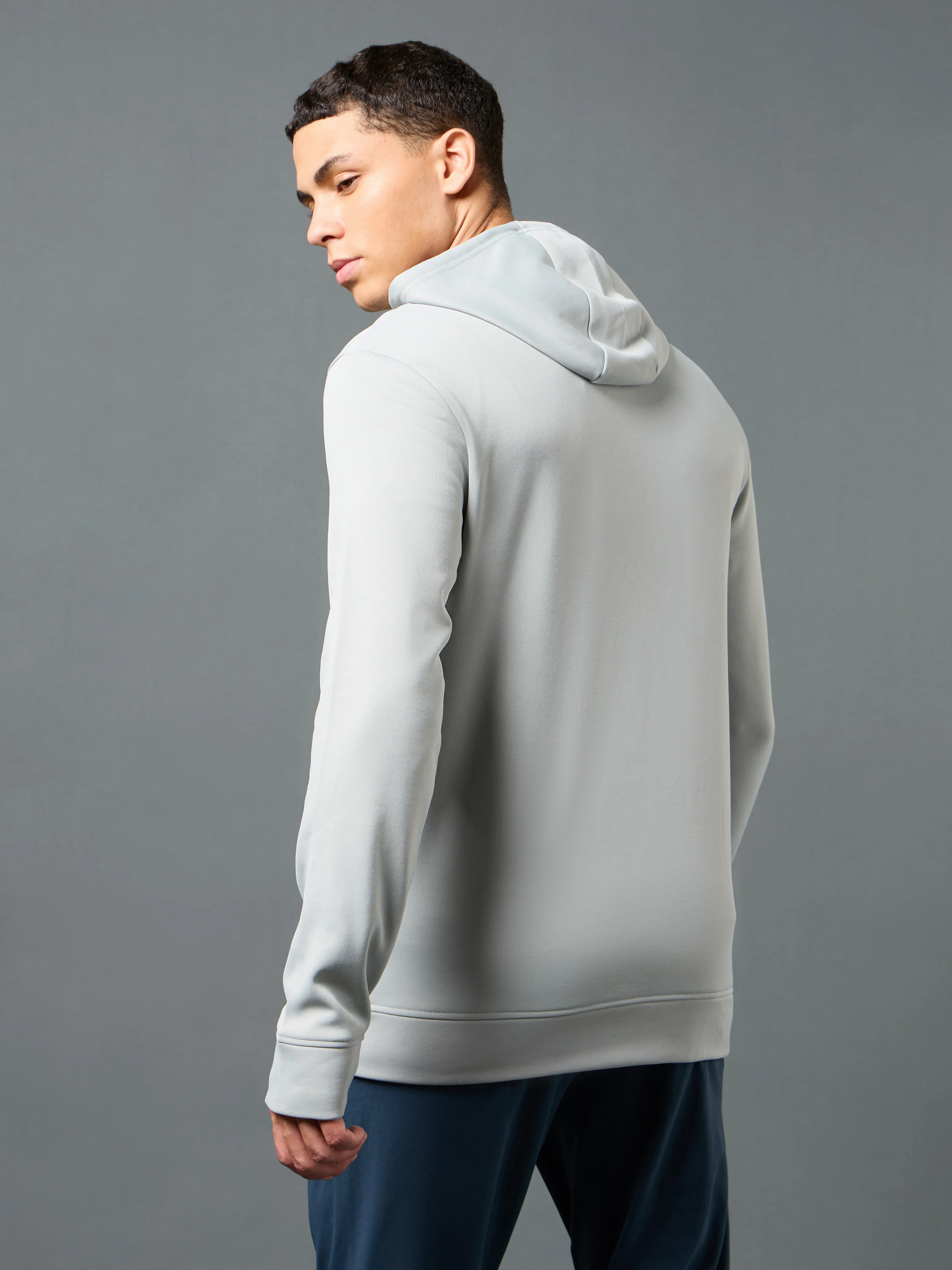 Men Solid Slim Fit Hooded Jacket with TECHNOWARM+ - Image 3