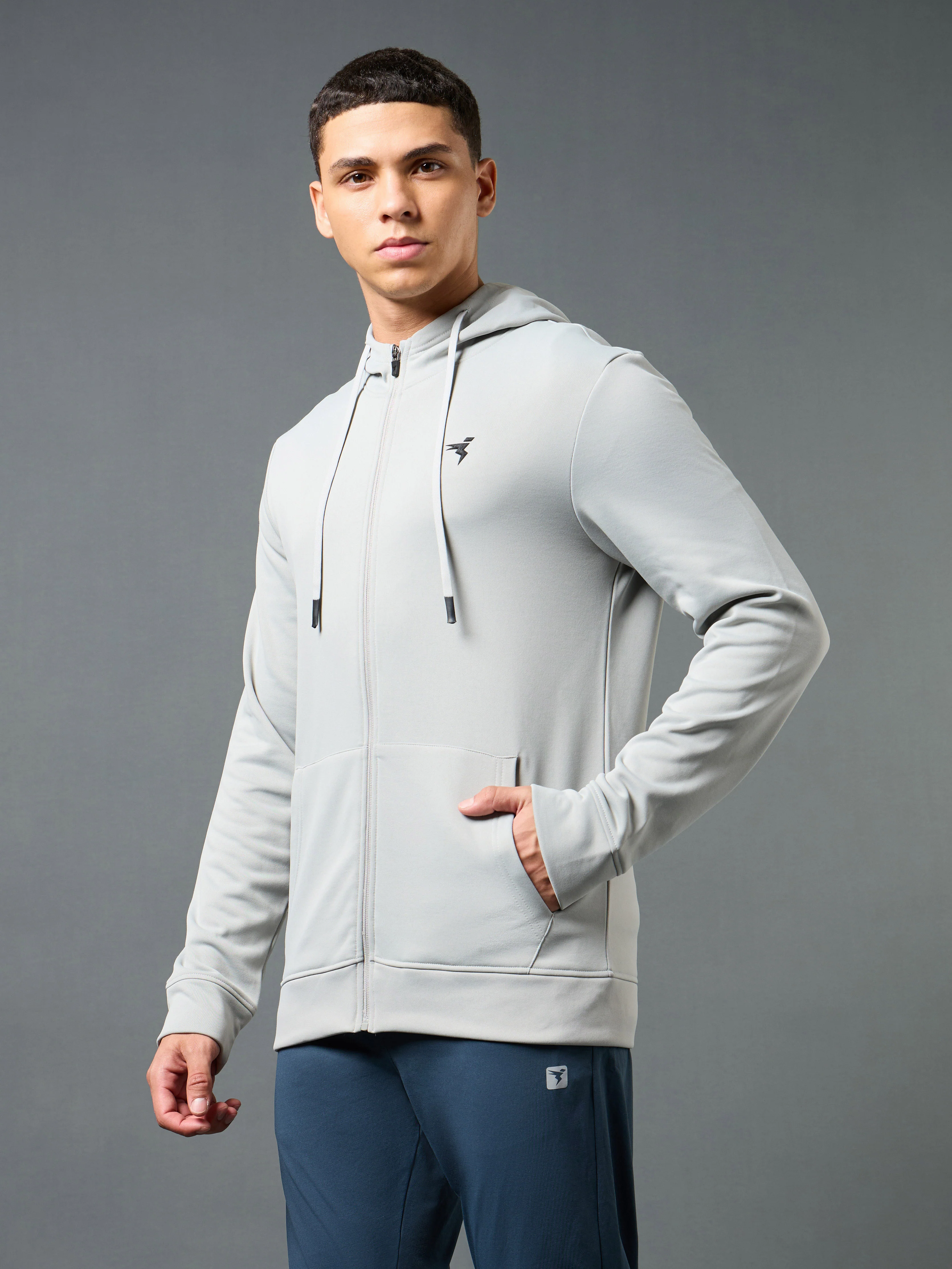 Men Solid Slim Fit Hooded Jacket with TECHNOWARM+ - Image 4