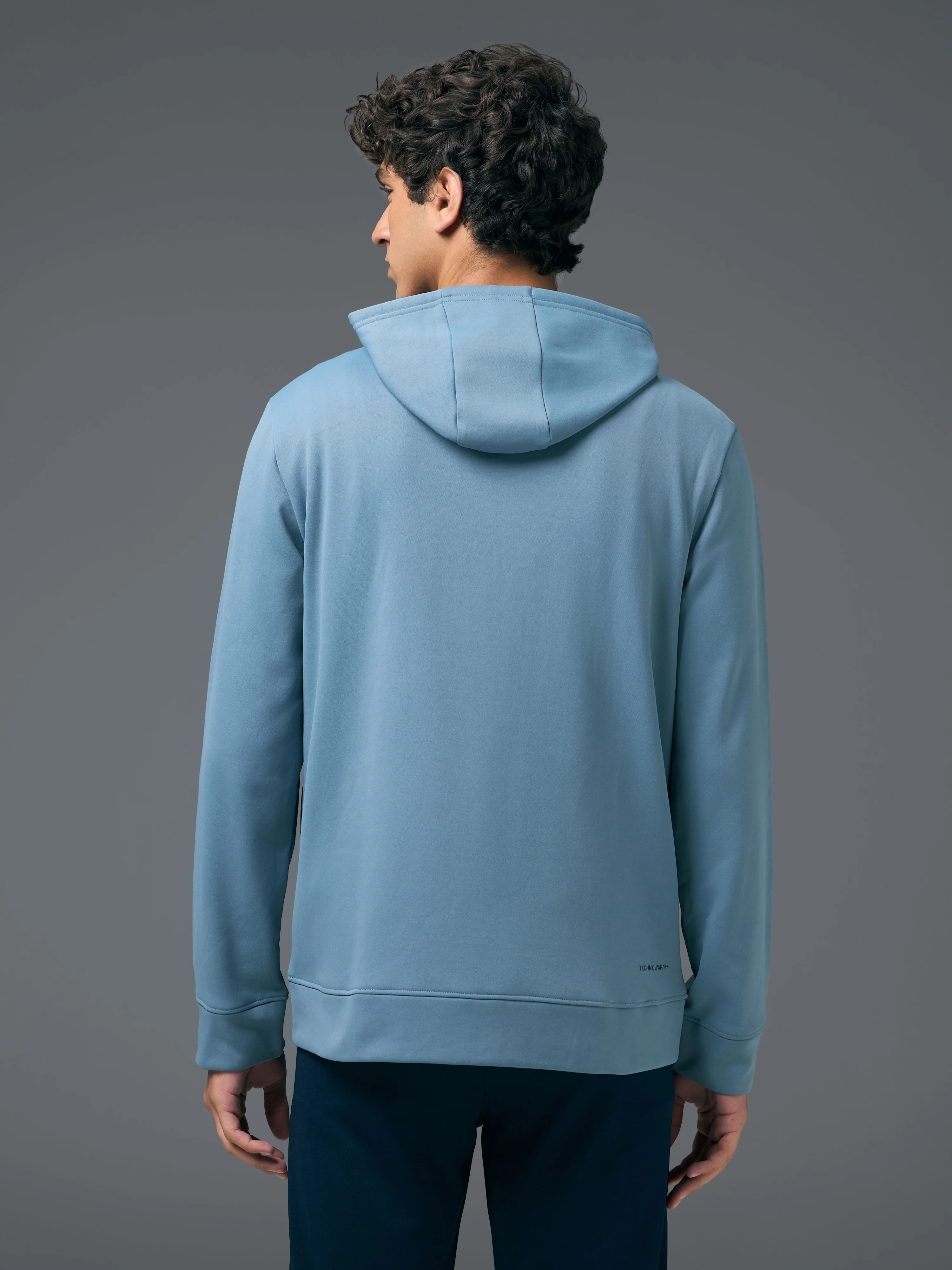Men Solid Slim Fit Hooded Jacket with TECHNOWARM+ - Image 2