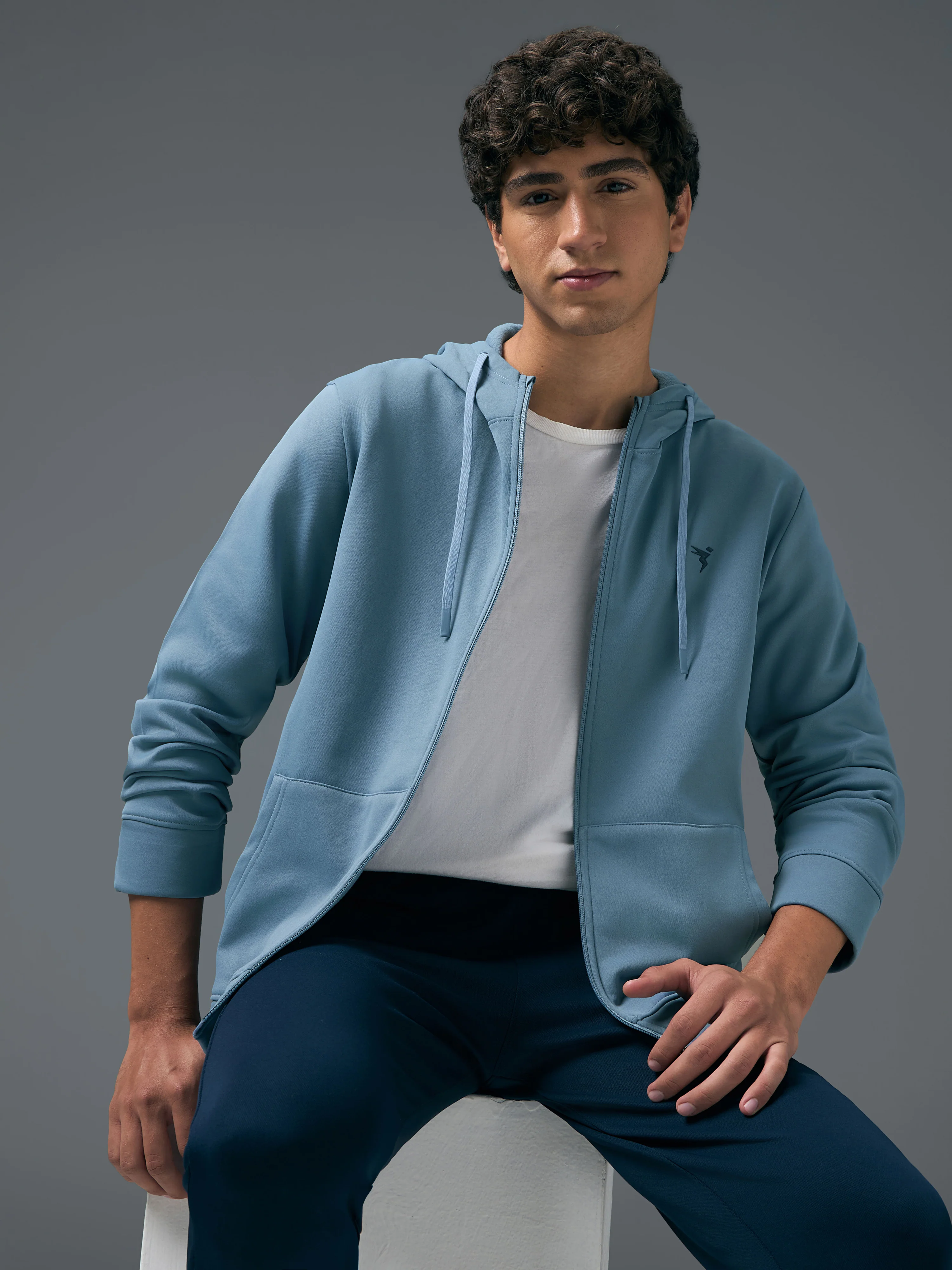 Men Solid Slim Fit Hooded Jacket with TECHNOWARM+ - Image 5