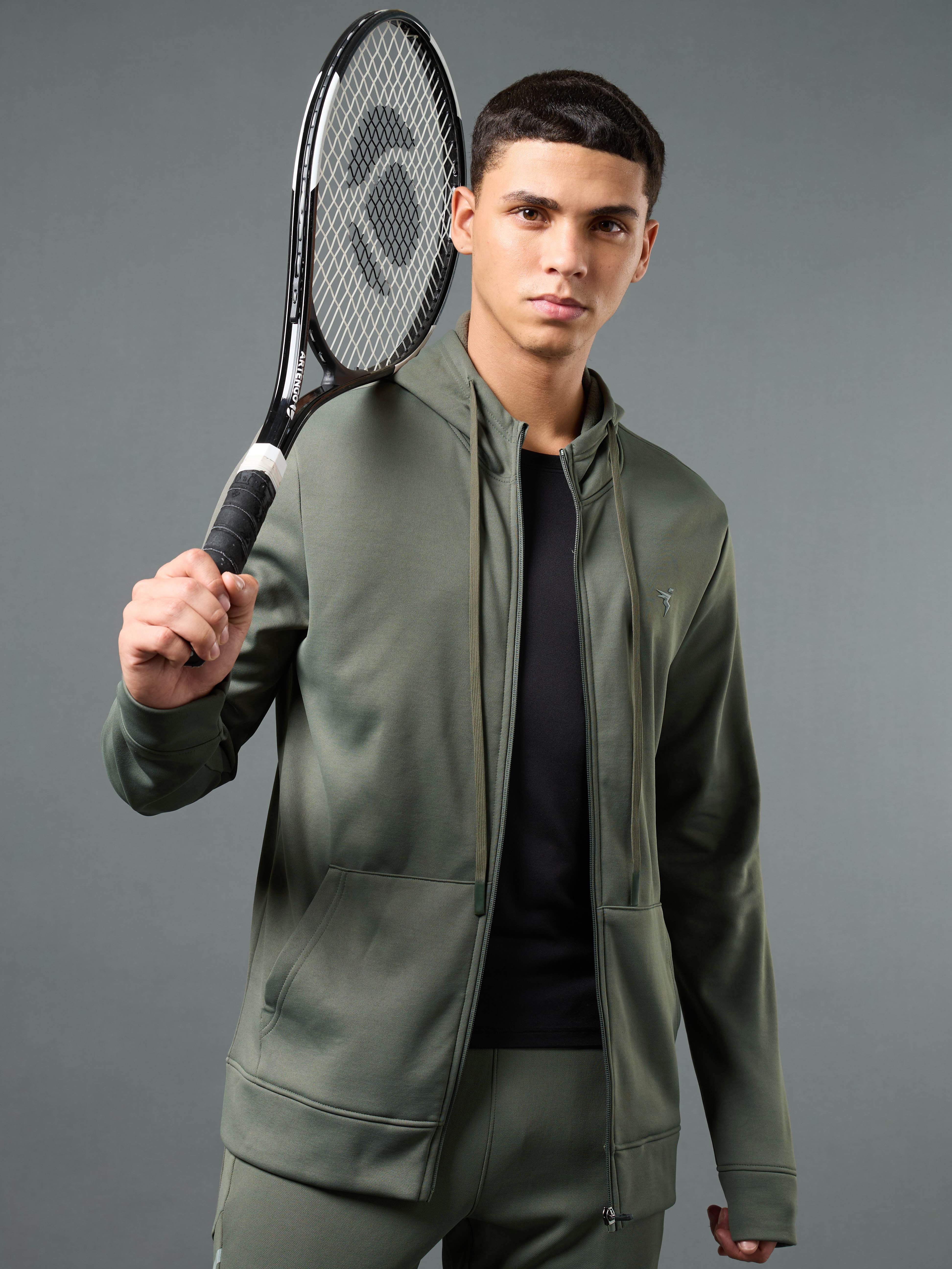 Men Solid Slim Fit Hooded Jacket with TECHNOWARM+ - Image 2