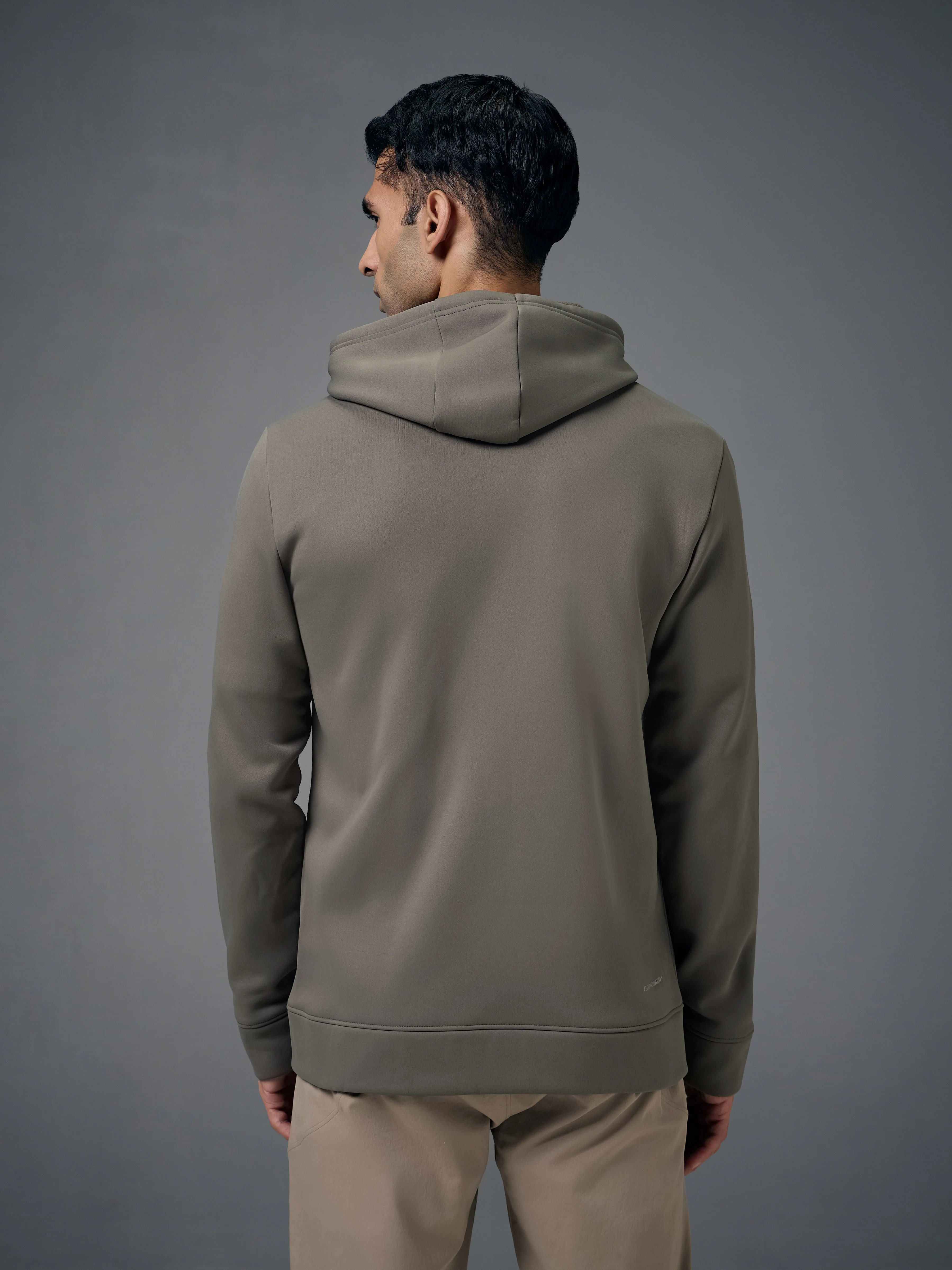 Men Solid Slim Fit Hooded Jacket with TECHNOWARM+ - Image 3