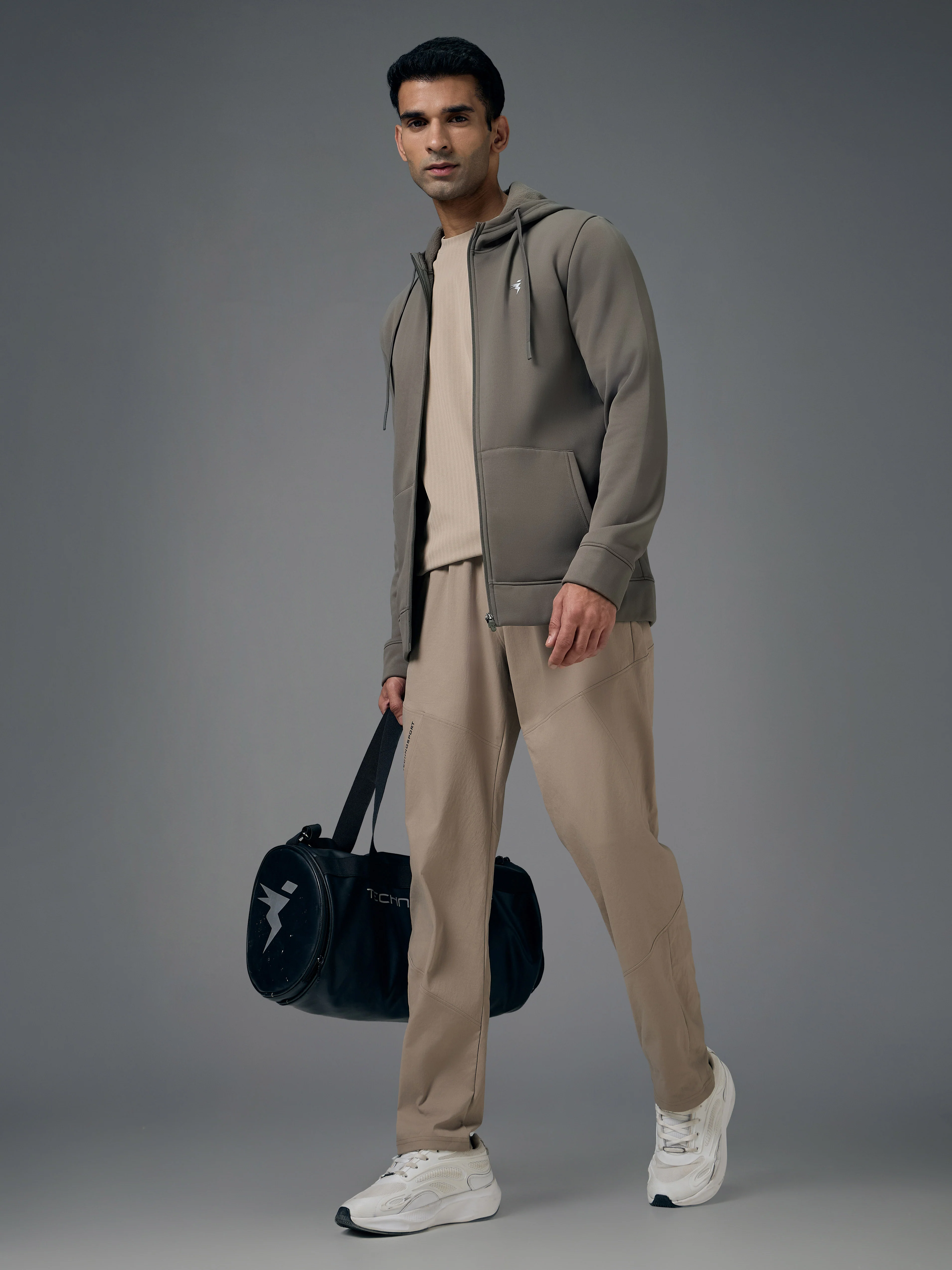 Men Solid Slim Fit Hooded Jacket with TECHNOWARM+ - Image 5