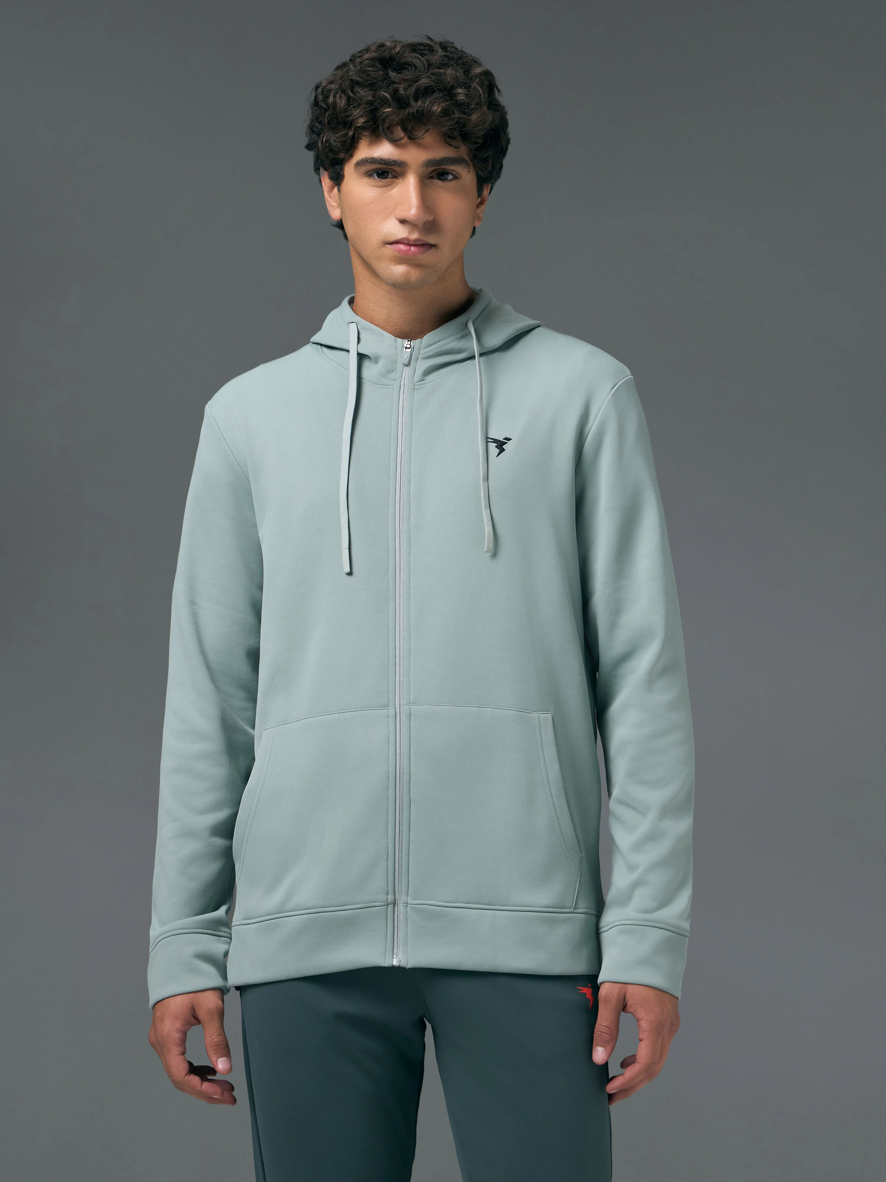 Men Solid Slim Fit Hooded Jacket with TECHNOWARM+ - Image 2