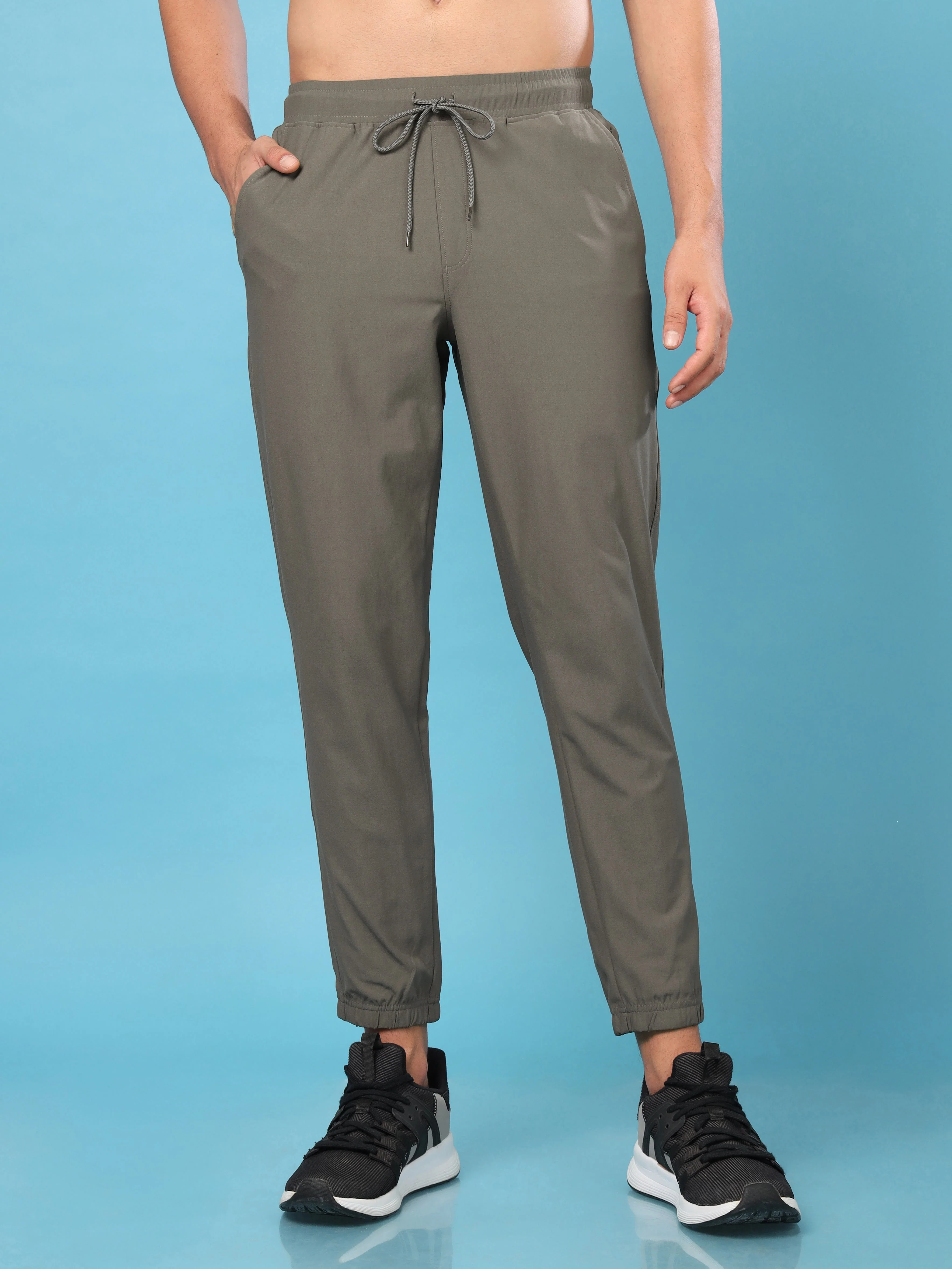 Men Solid Slim Fit Joggers with ELASTOPLUS - Image 2