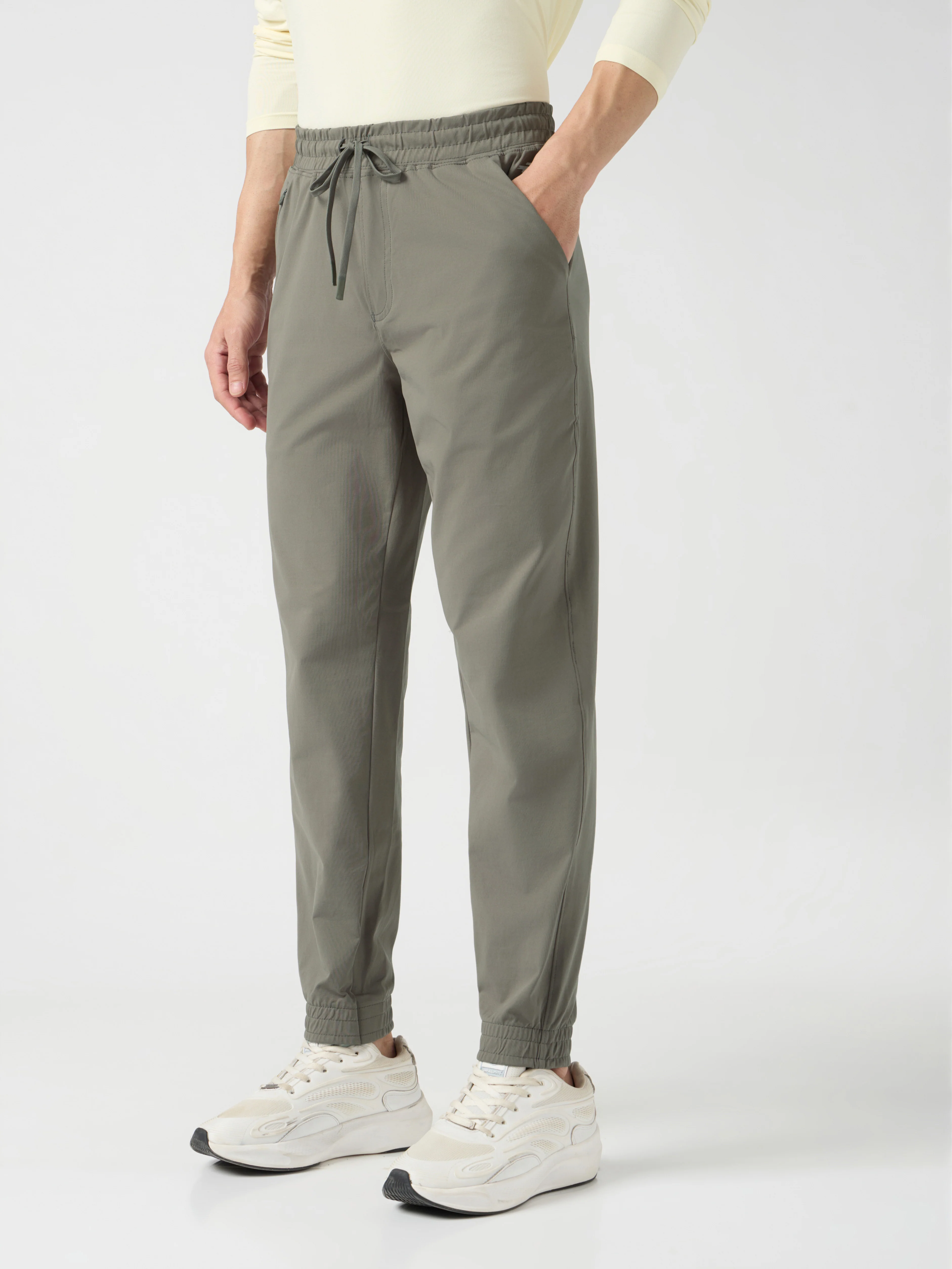 Men Solid Slim Fit Joggers with ELASTOPLUS - Image 4