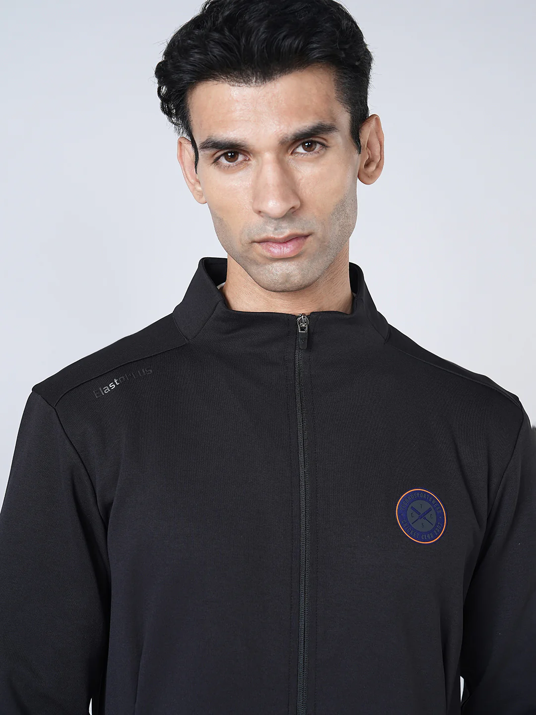 Men Solid Slim Fit Mock Neck Jacket with ELASTO PLUS - Image 7