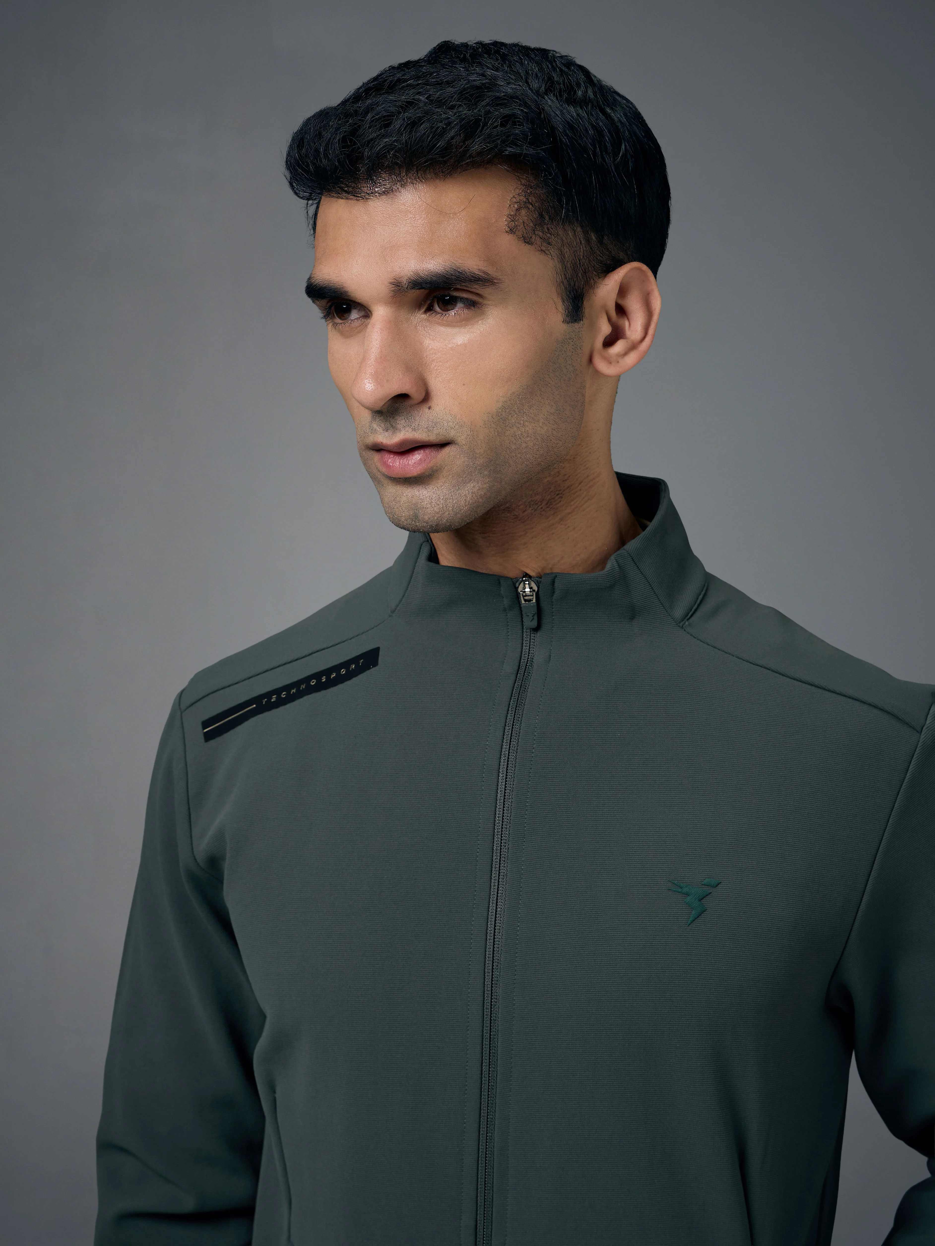 Men Solid Slim Fit Mock Neck Jacket with ELASTO PLUS - Image 6