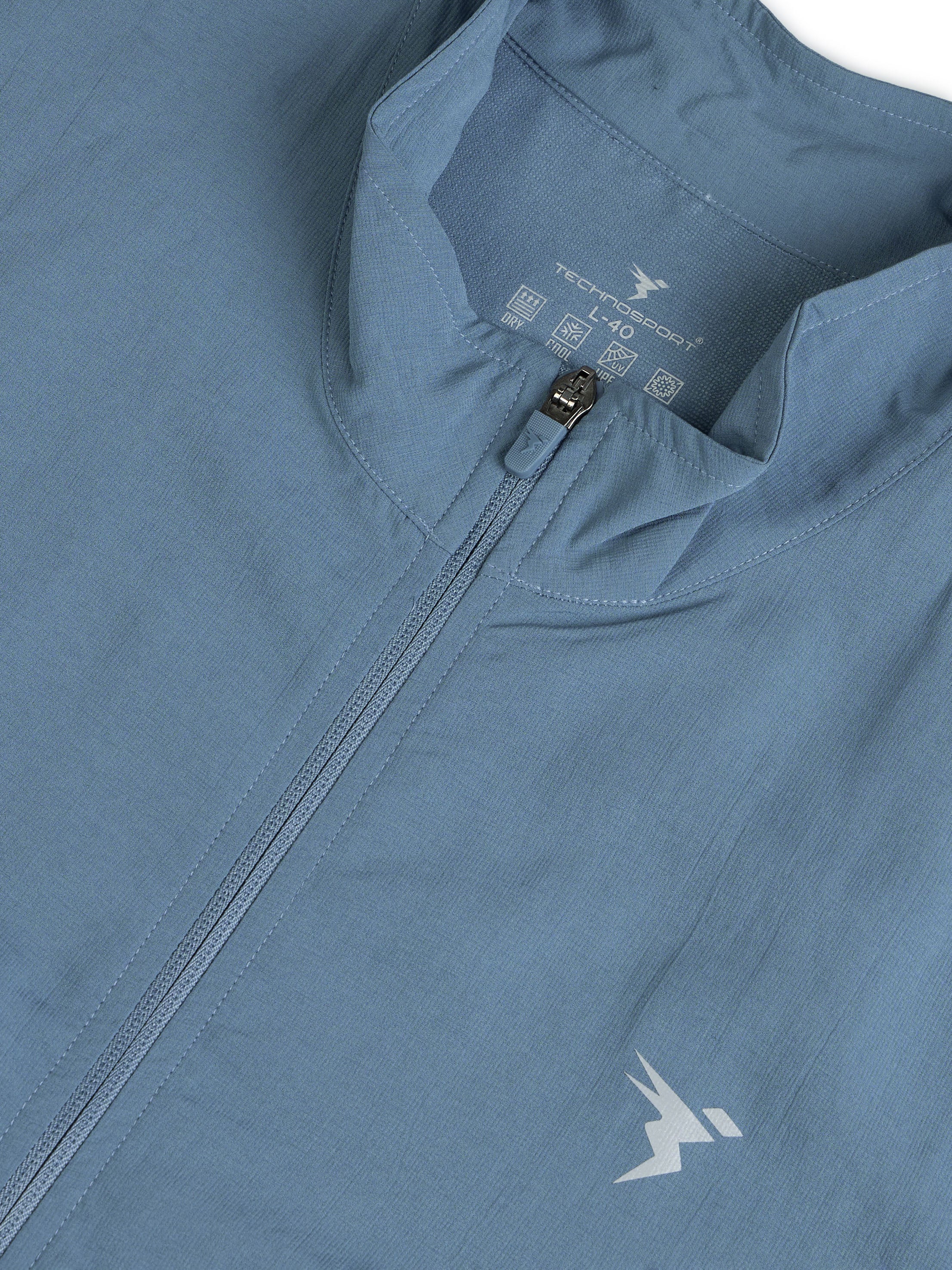 Men Solid Slim Fit Mock Neck Jacket with TECHNOLITE - Image 7