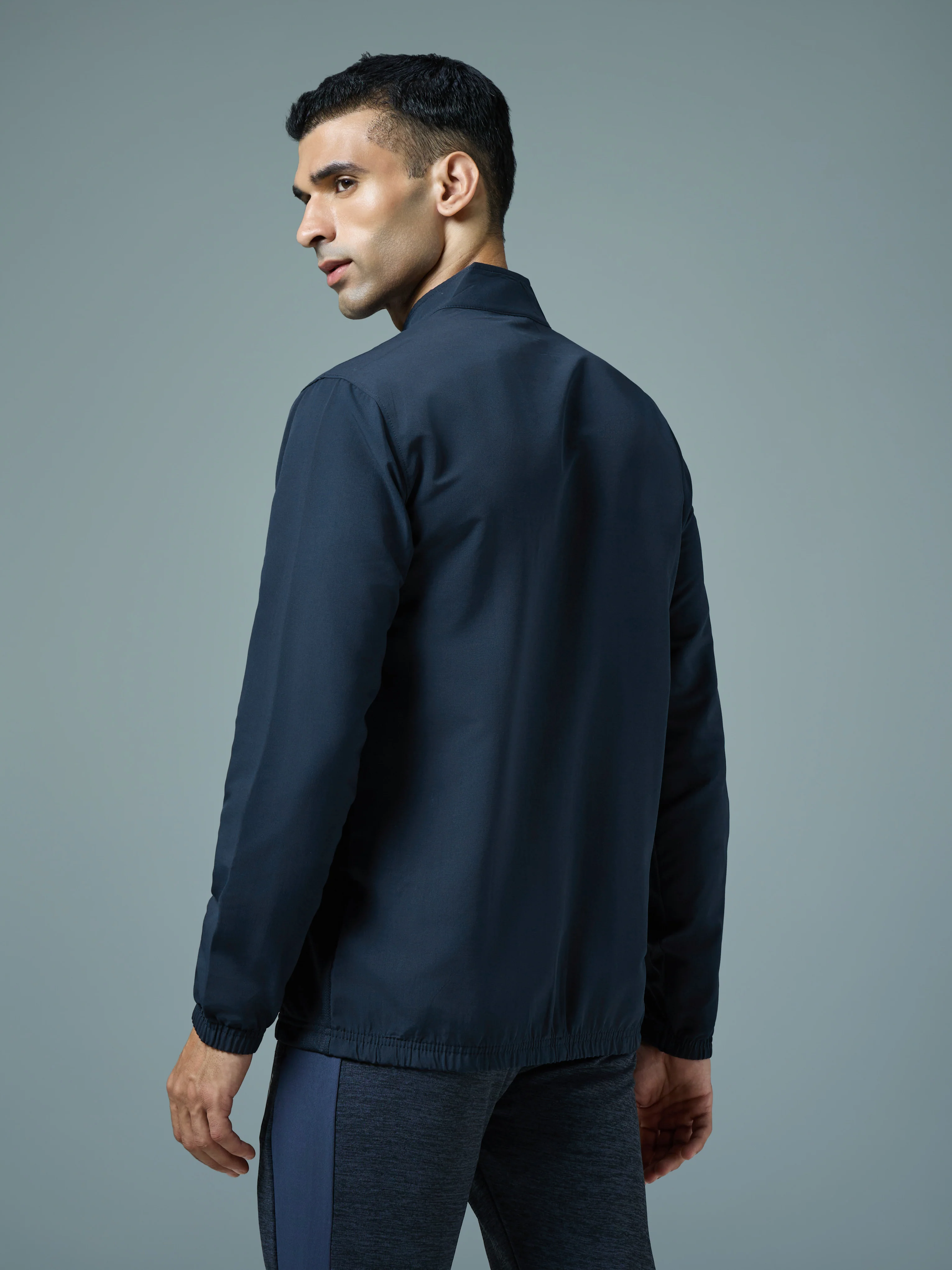 Men Solid Slim Fit Mock Neck Jacket with TECHNOLITE - Image 2