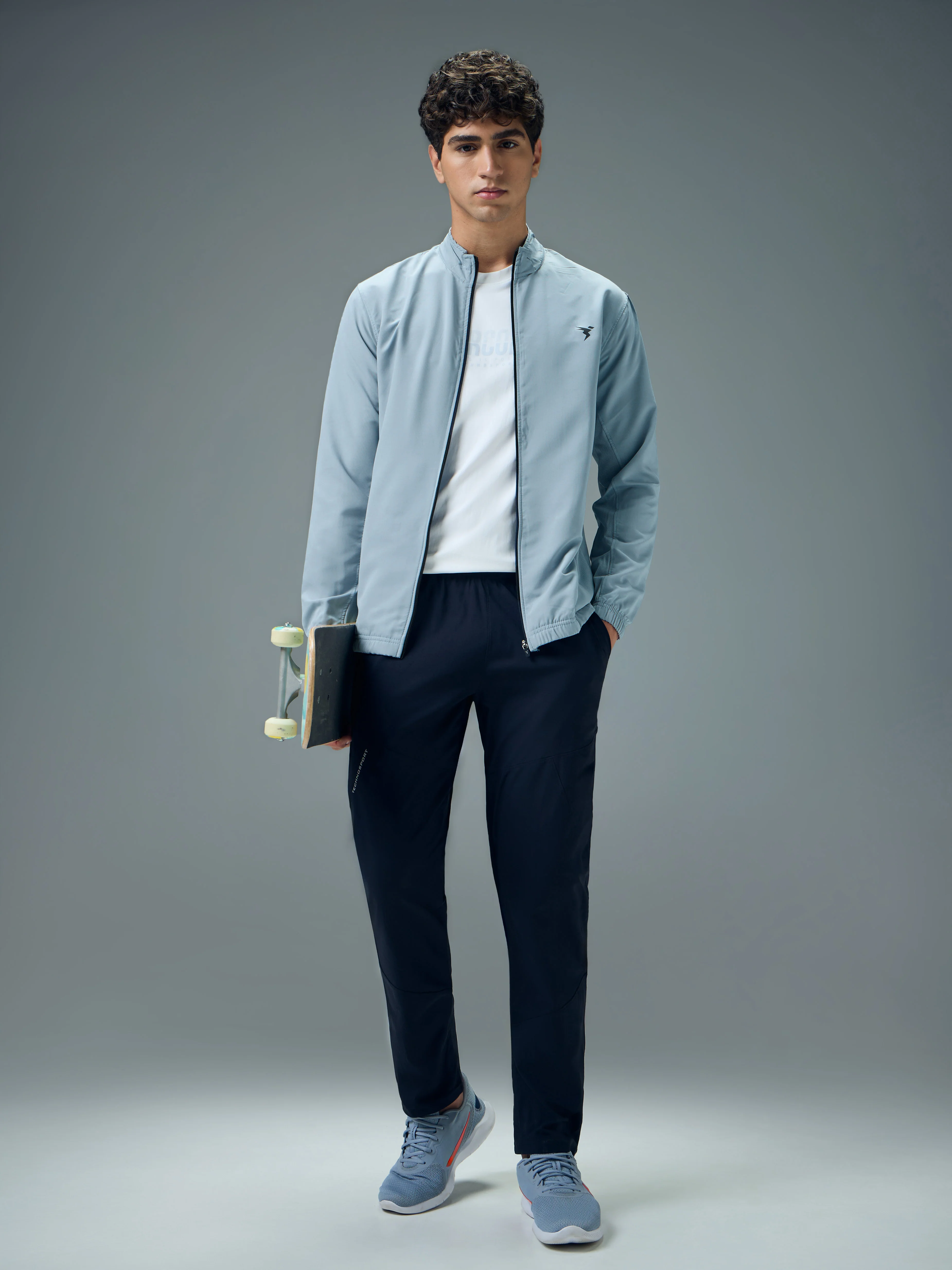 Men Solid Slim Fit Mock Neck Jacket with TECHNOLITE - Image 5