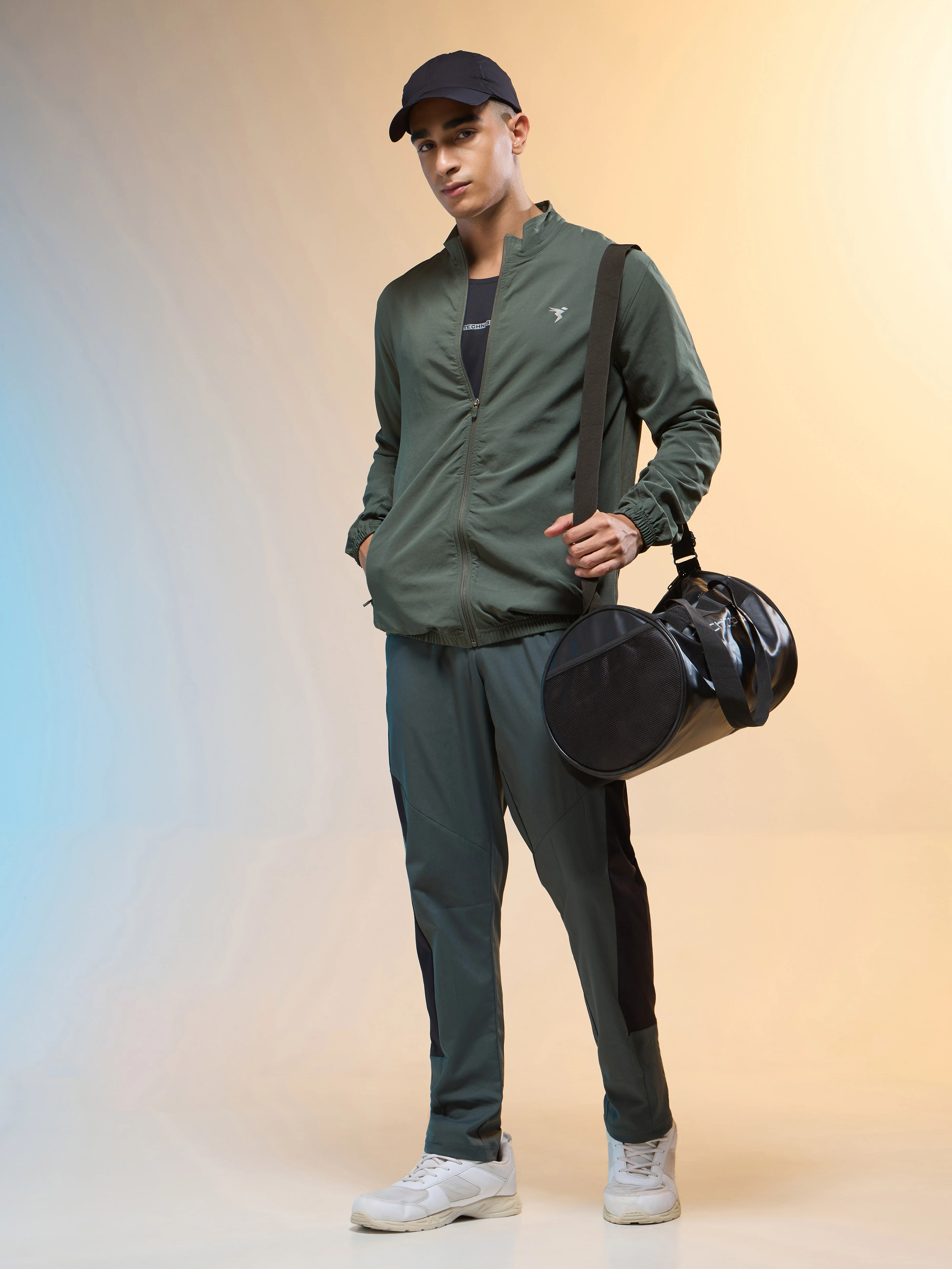 Men Solid Slim Fit Mock Neck Jacket with TECHNOLITE - Image 5