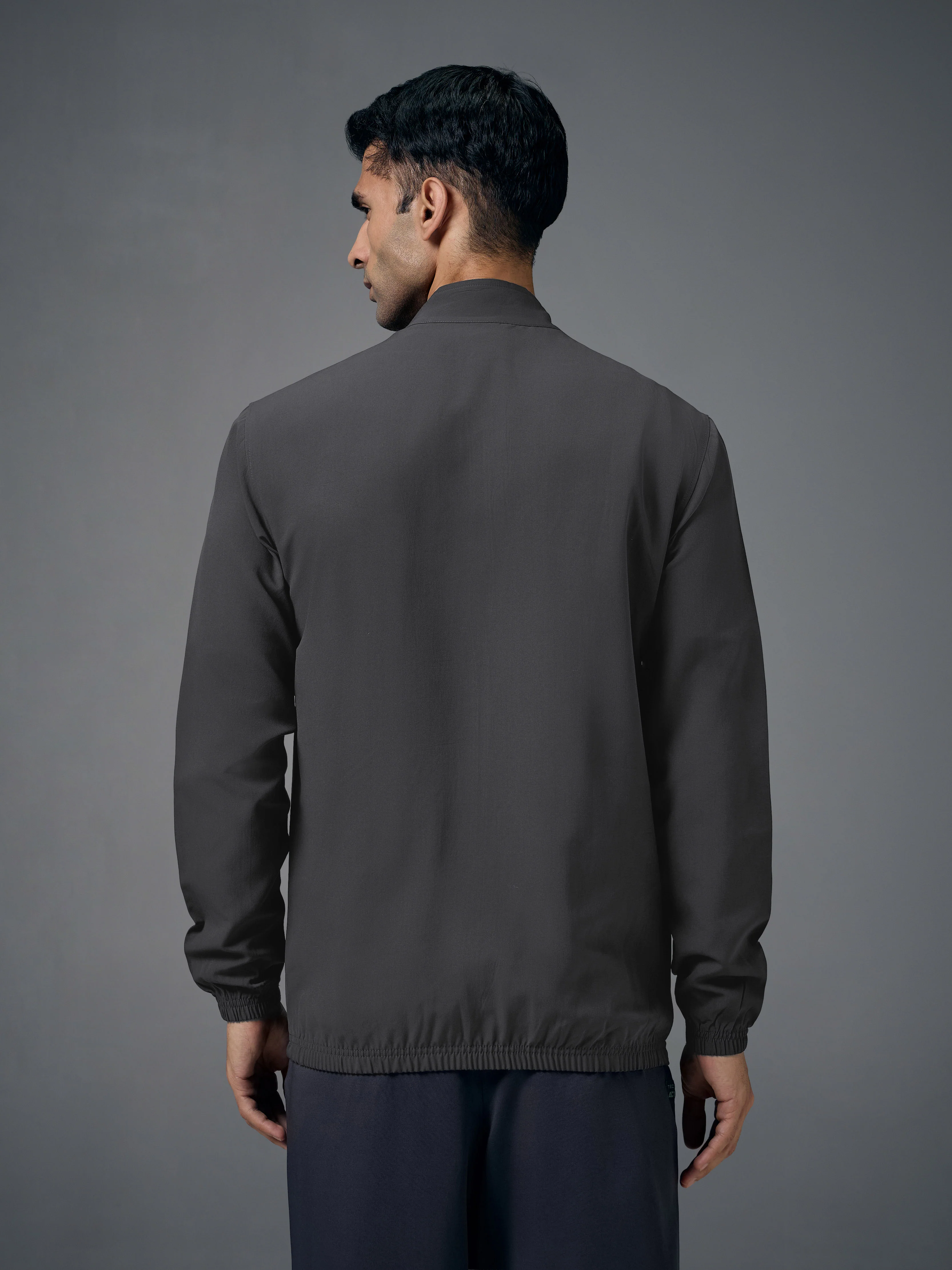 Men Solid Slim Fit Mock Neck Jacket with TECHNOLITE - Image 3