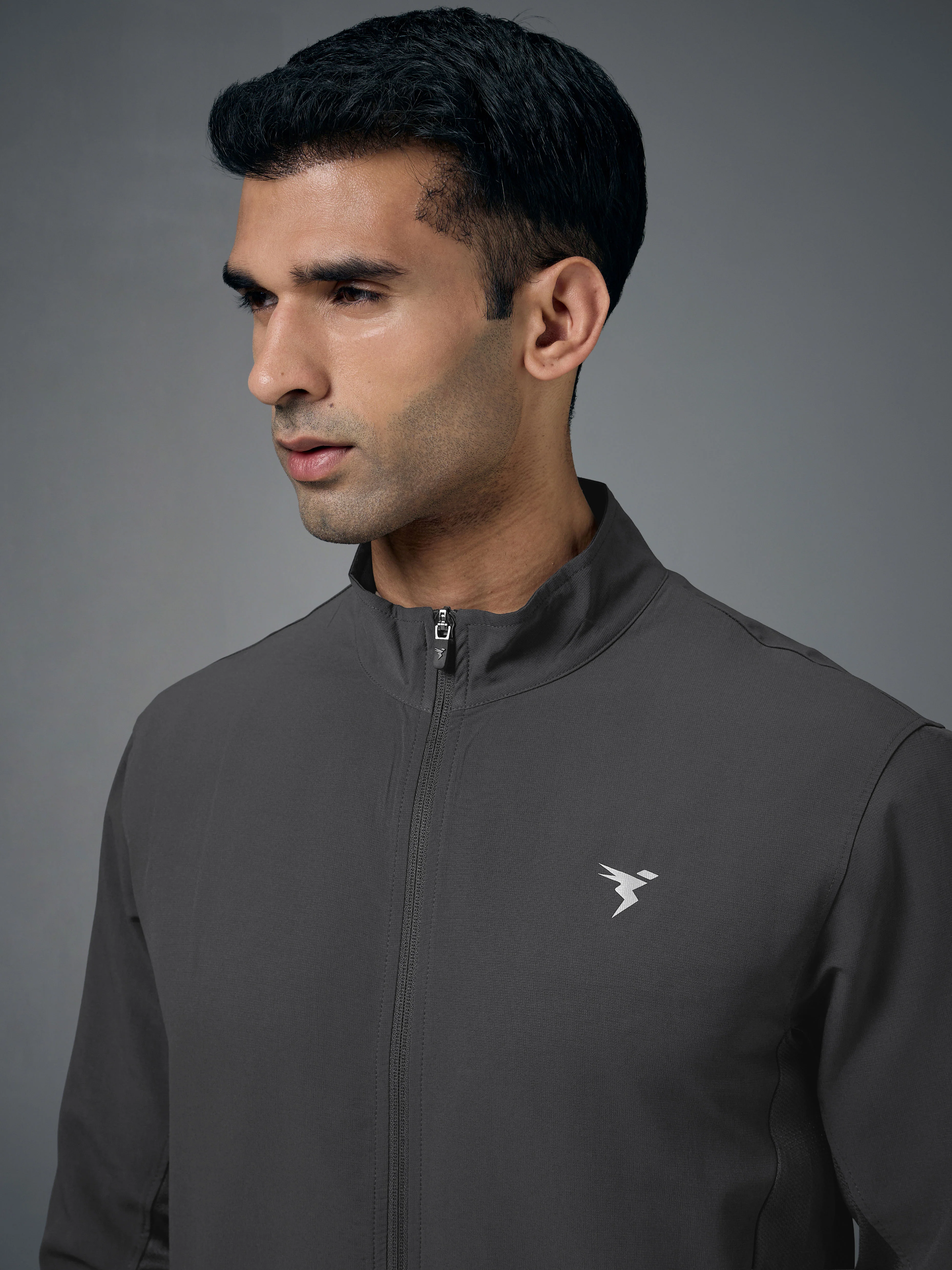 Men Solid Slim Fit Mock Neck Jacket with TECHNOLITE - Image 6