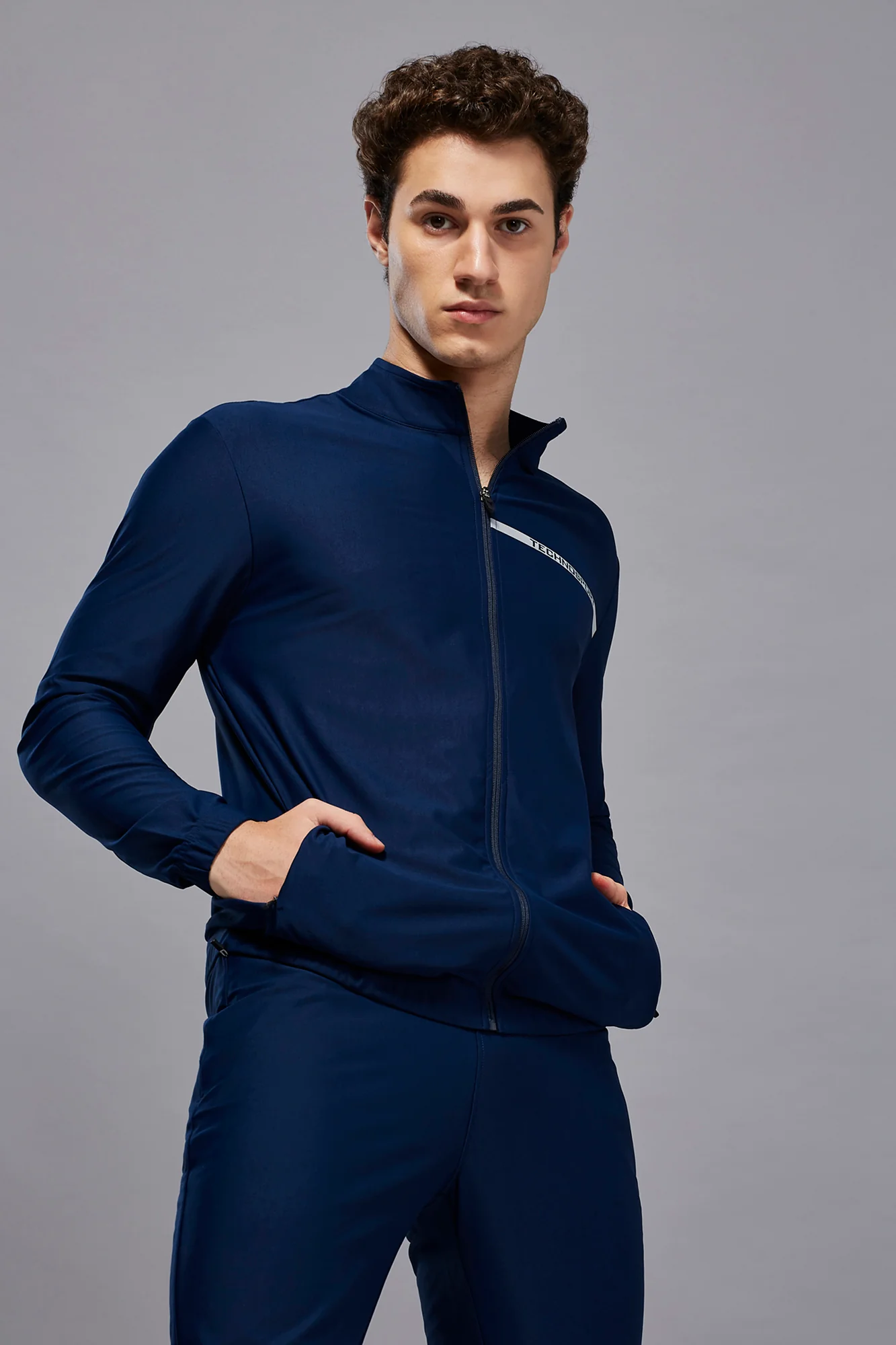 Men Solid Slim Fit Mock Neck Sports Jacket with DURACOOL+
