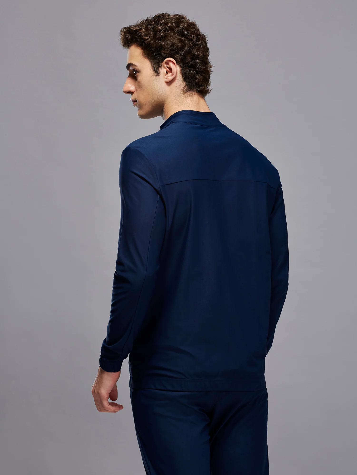 Men Solid Slim Fit Mock Neck Sports Jacket with DURACOOL+ - Image 3