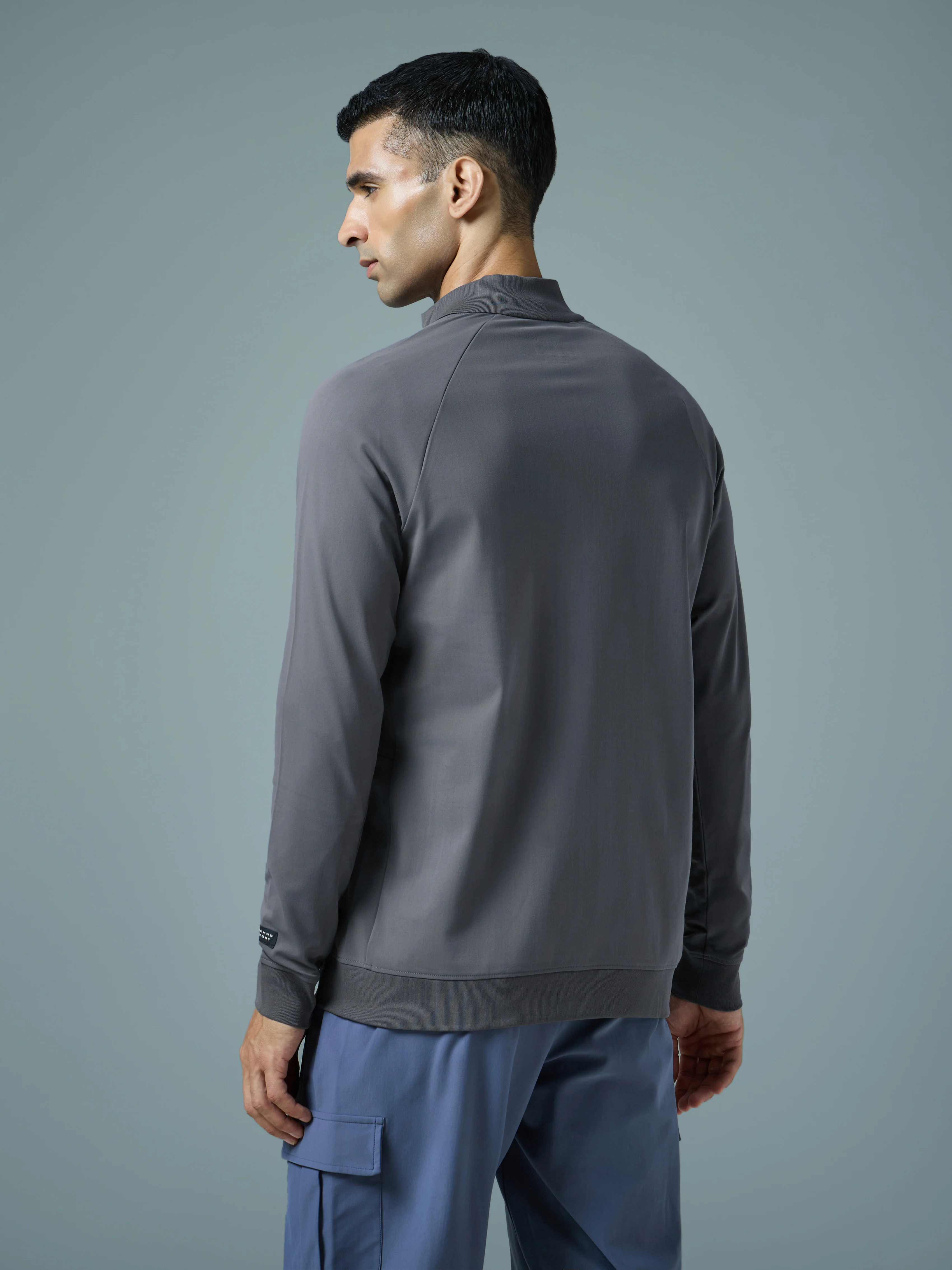 Men Solid Slim Fit Mock Neck Sports Jacket with DURACOOL+ - Image 3