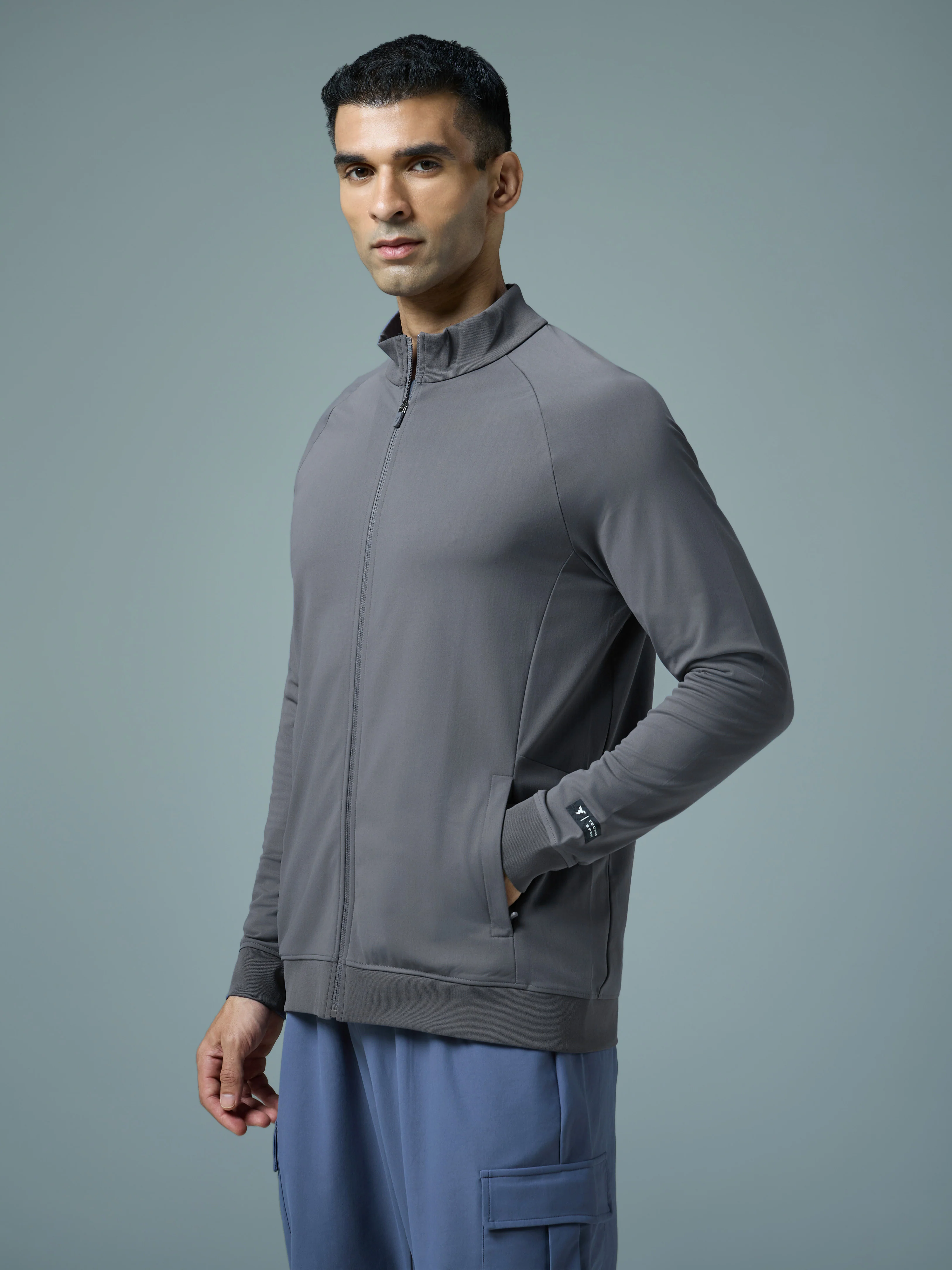 Men Solid Slim Fit Mock Neck Sports Jacket with DURACOOL+ - Image 4