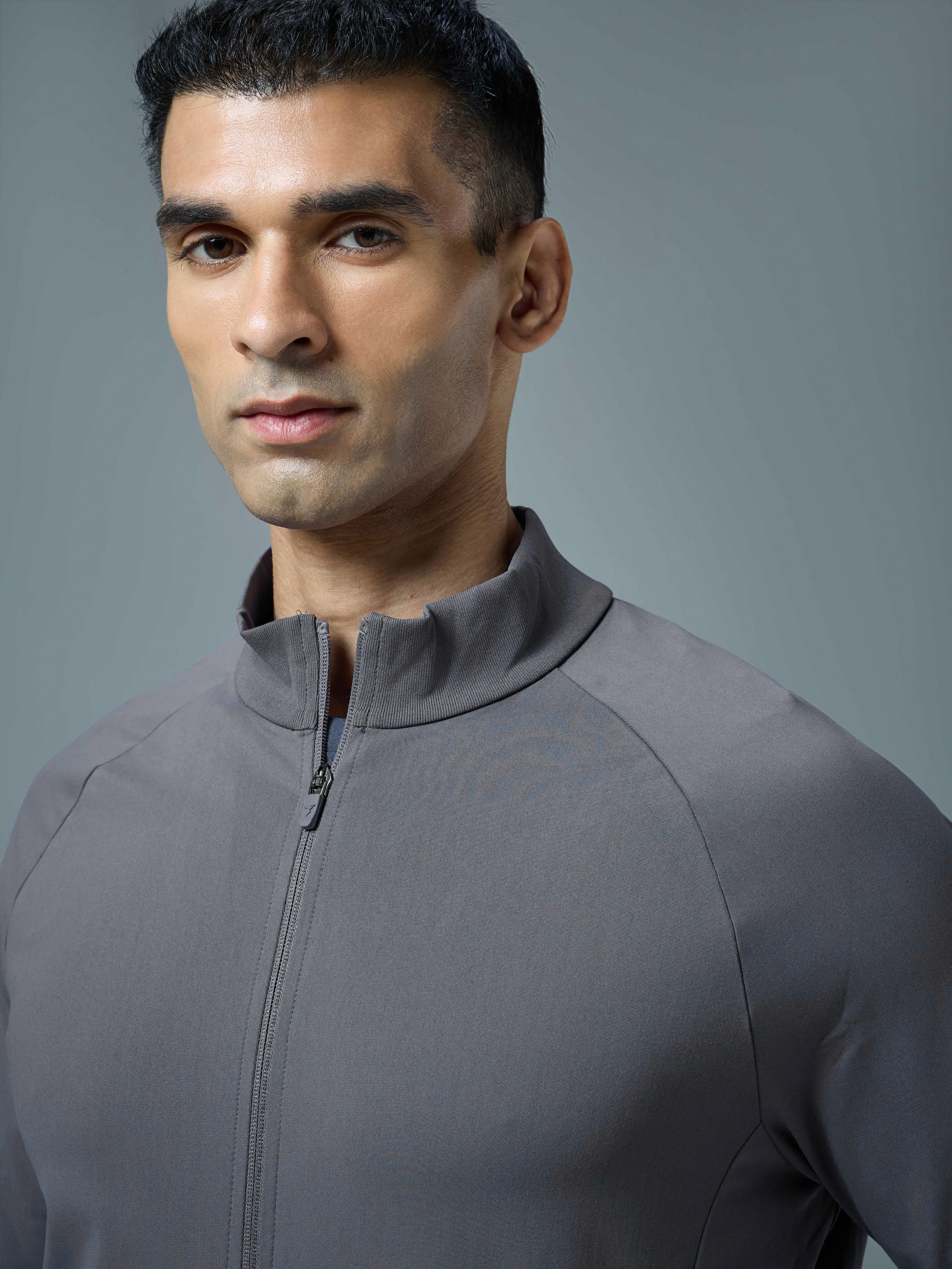 Men Solid Slim Fit Mock Neck Sports Jacket with DURACOOL+ - Image 6