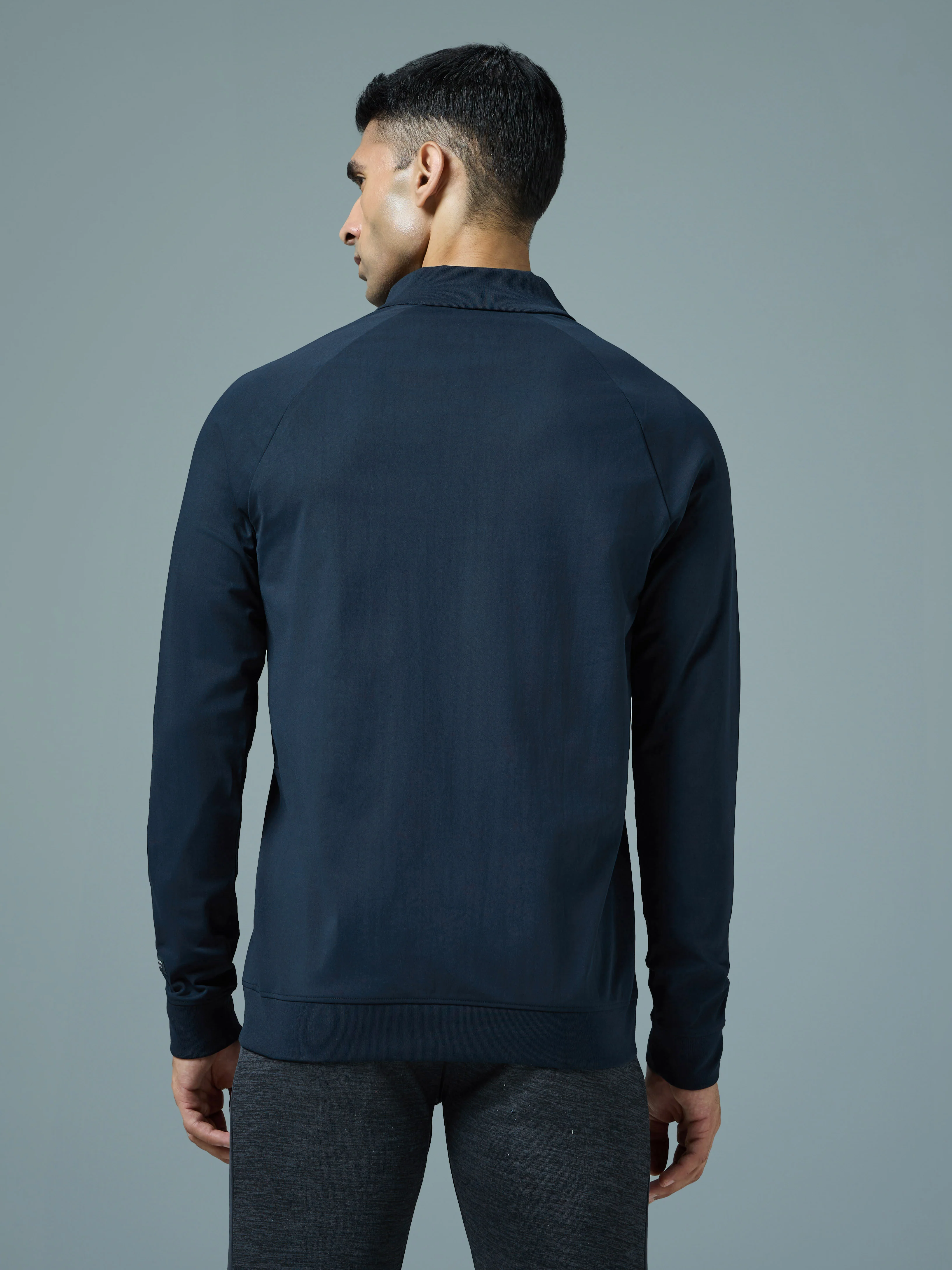 Men Solid Slim Fit Mock Neck Sports Jacket with DURACOOL+ - Image 3